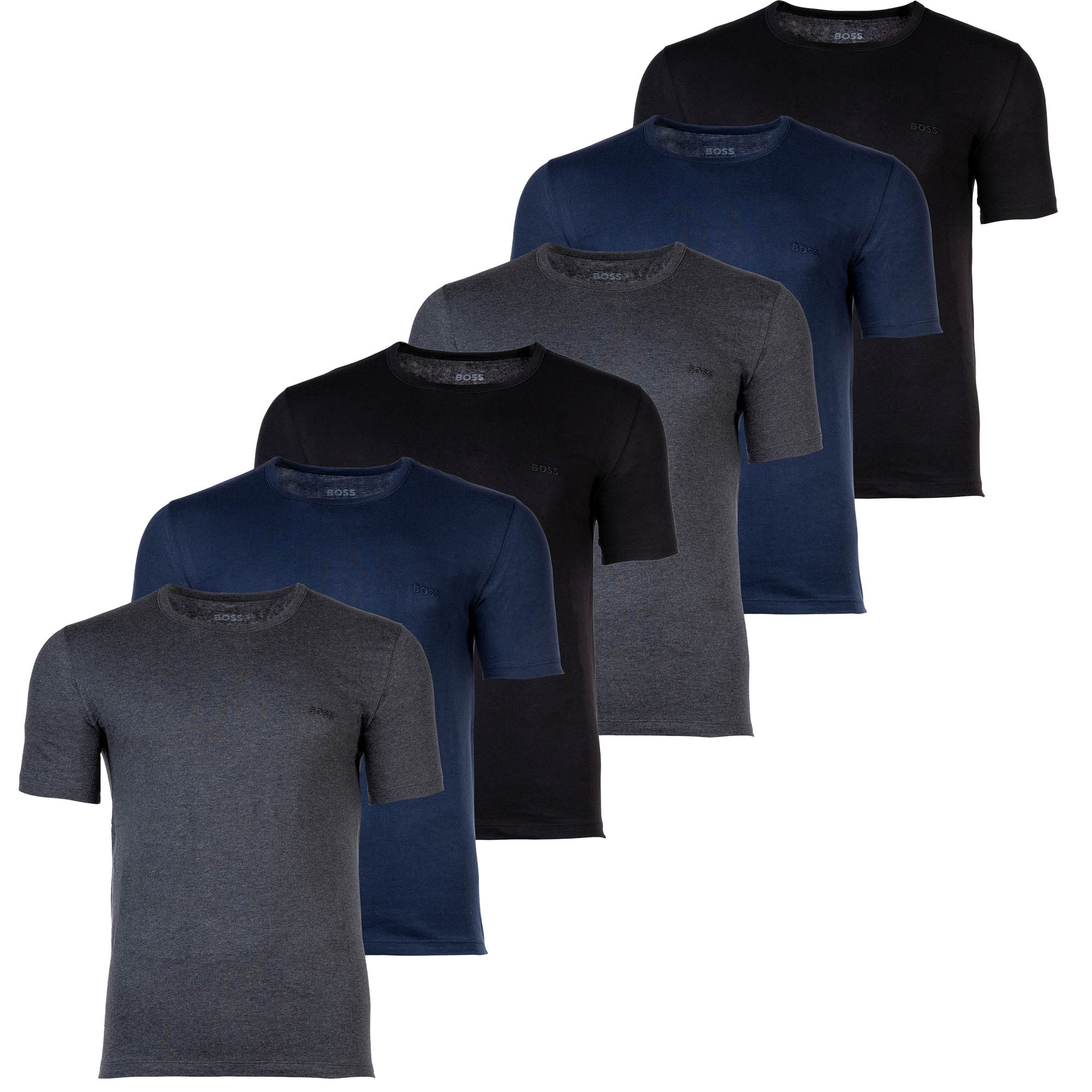 BOSS Herren T-Shirt, 6er Pack - RN 6P Classic, Rundhals, Kurzarm, Cotton, uni