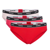 HUGO Damen Slips, 3er Pack - TRIPLET BRIEF STRIPE, Cotton Stretch, Logo, uni