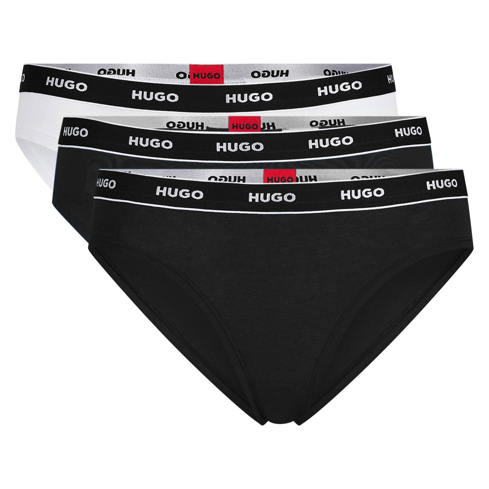 HUGO Damen Slips, 3er Pack - TRIPLET BRIEF STRIPE, Cotton Stretch, Logo, uni