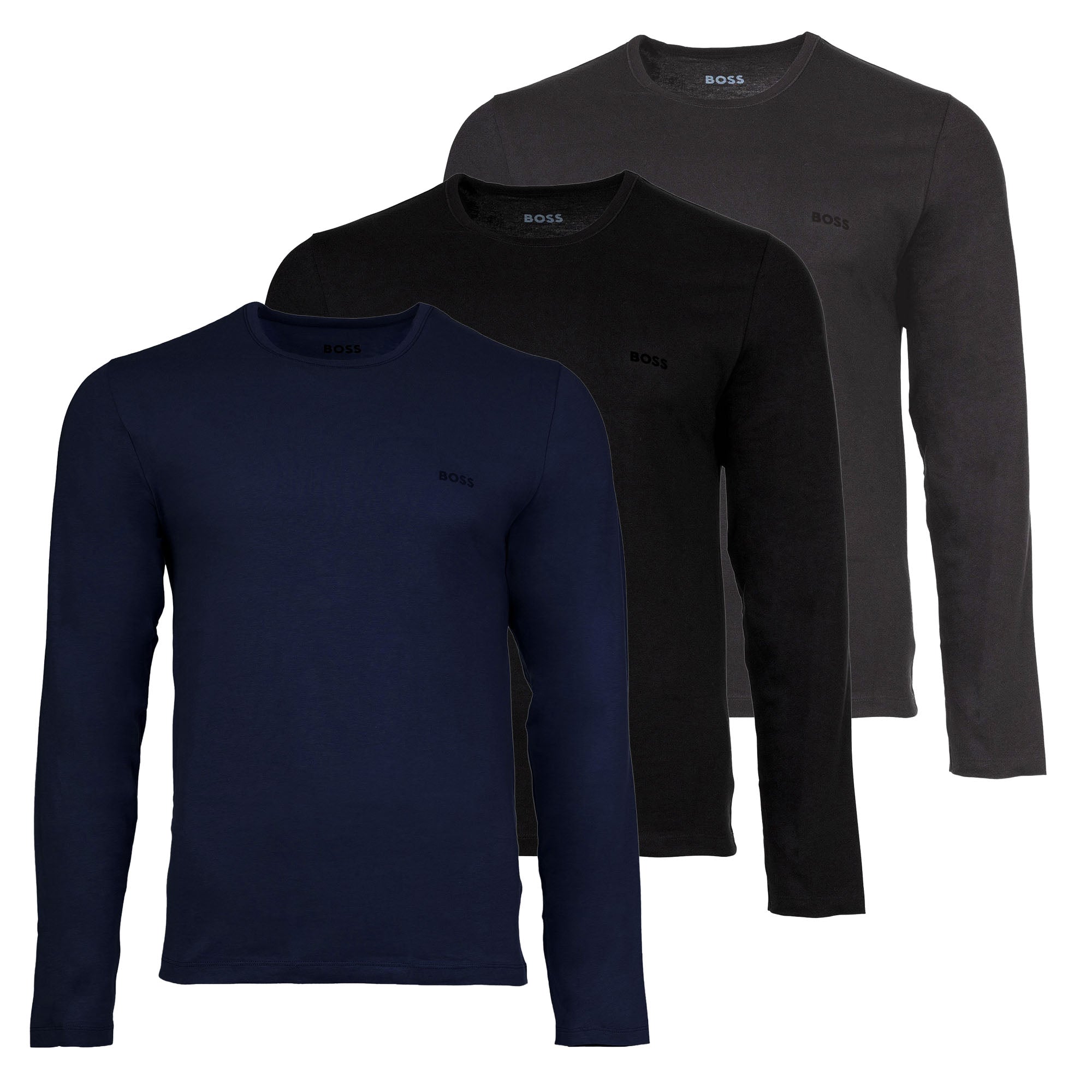 BOSS Herren Langarmshirt, 3er Pack - LS ShirtRN 3P Classic, Longsleeve, Rundhals