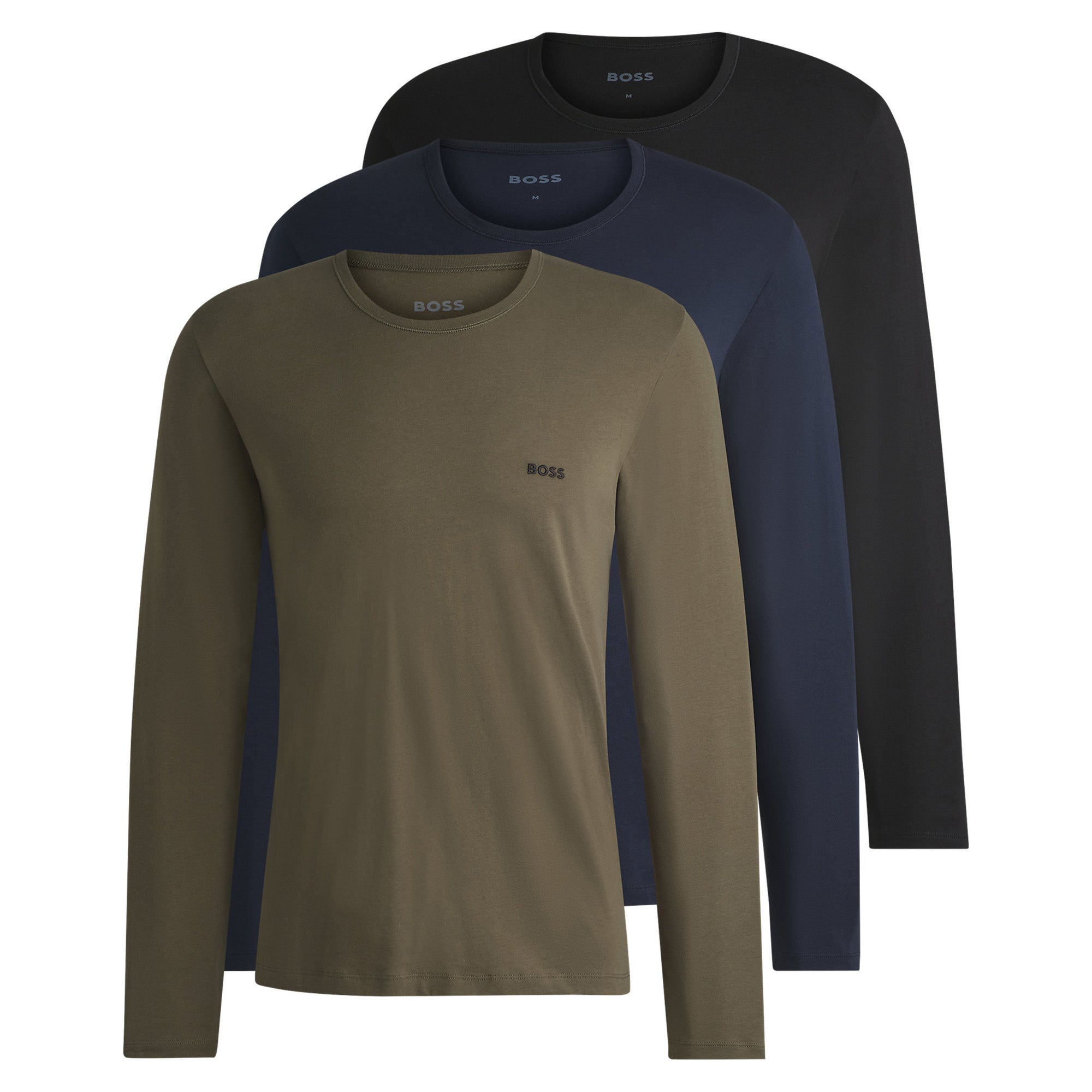 BOSS Herren Langarmshirt, 3er Pack - LS ShirtRN 3P Classic, Longsleeve, Rundhals