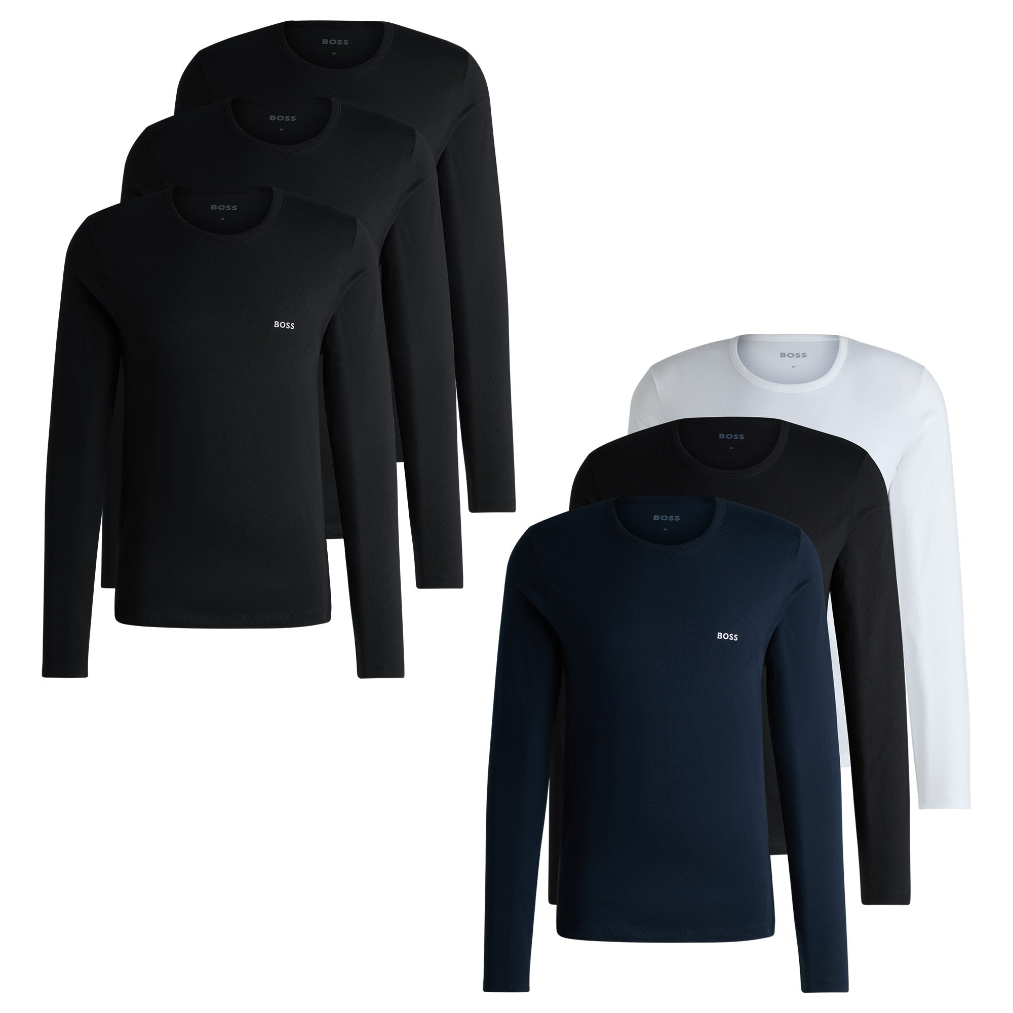 BOSS Herren Langarmshirt, 3er Pack - LS ShirtRN 3P Classic, Longsleeve, Rundhals