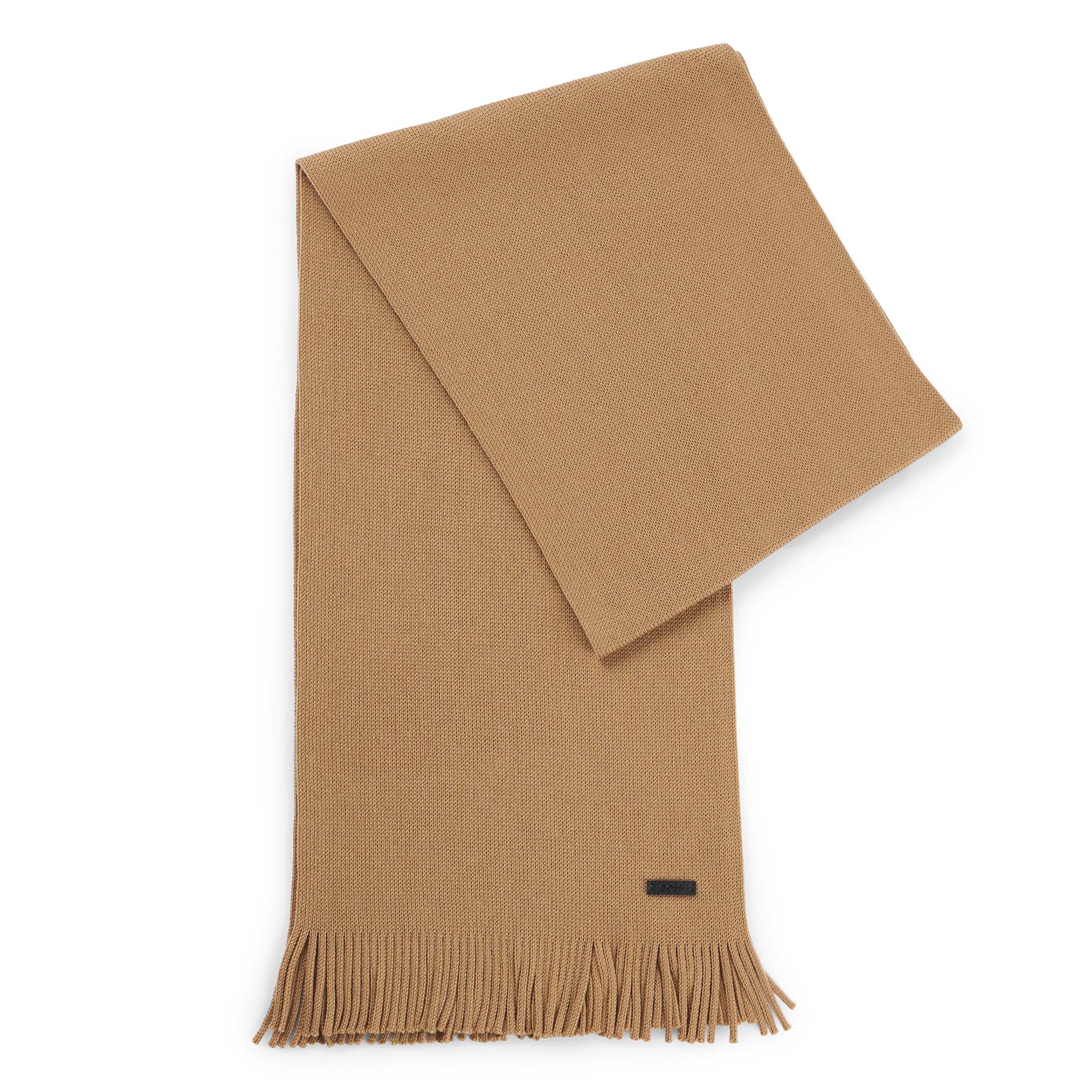 BOSS Herren Schal, Schurwolle - Albas, Strickschal, Fransen, 170x25cm, One Size