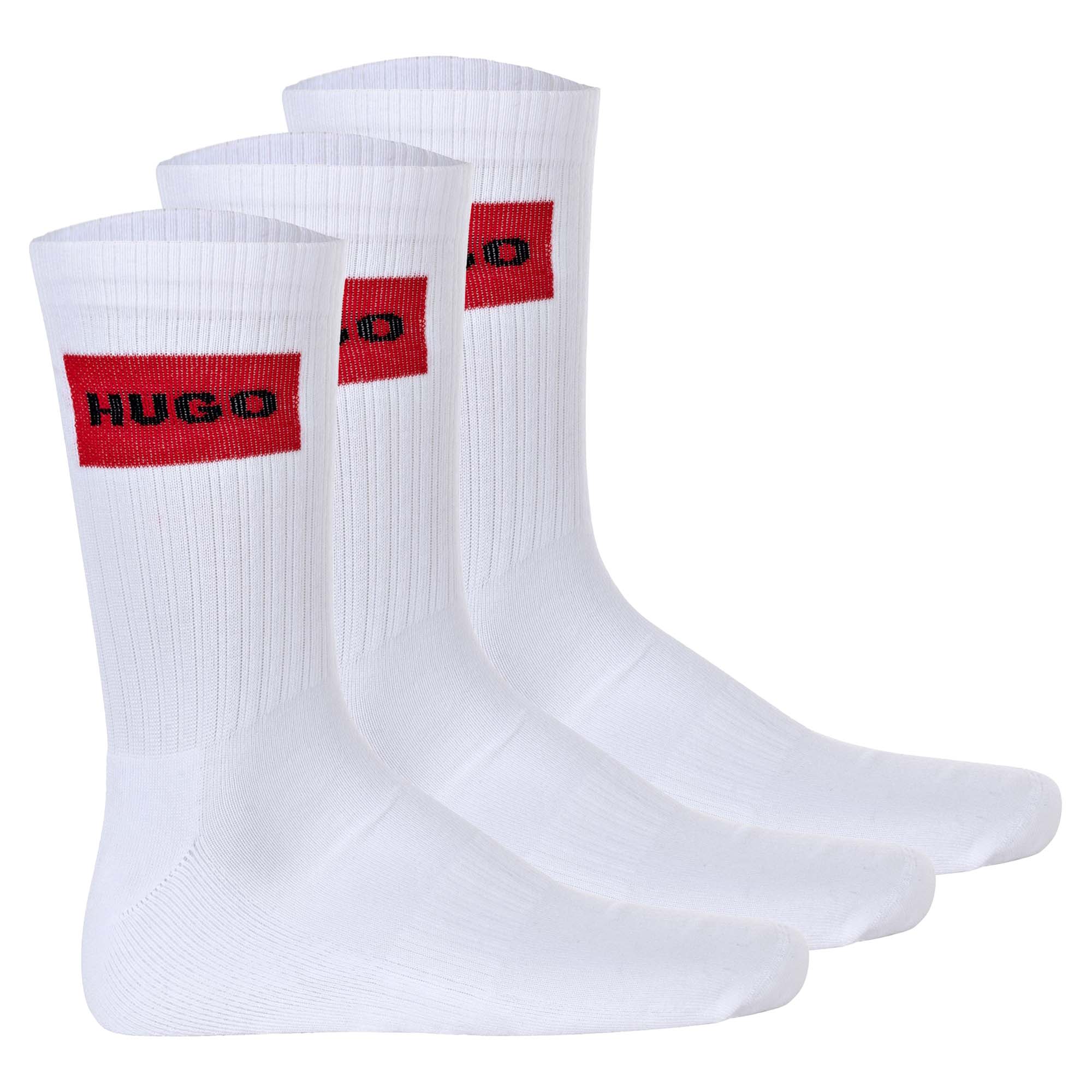 HUGO Herren Socken, 3er Pack - QS Rib Label CC, gerippt, Logo, Baumwollmischung