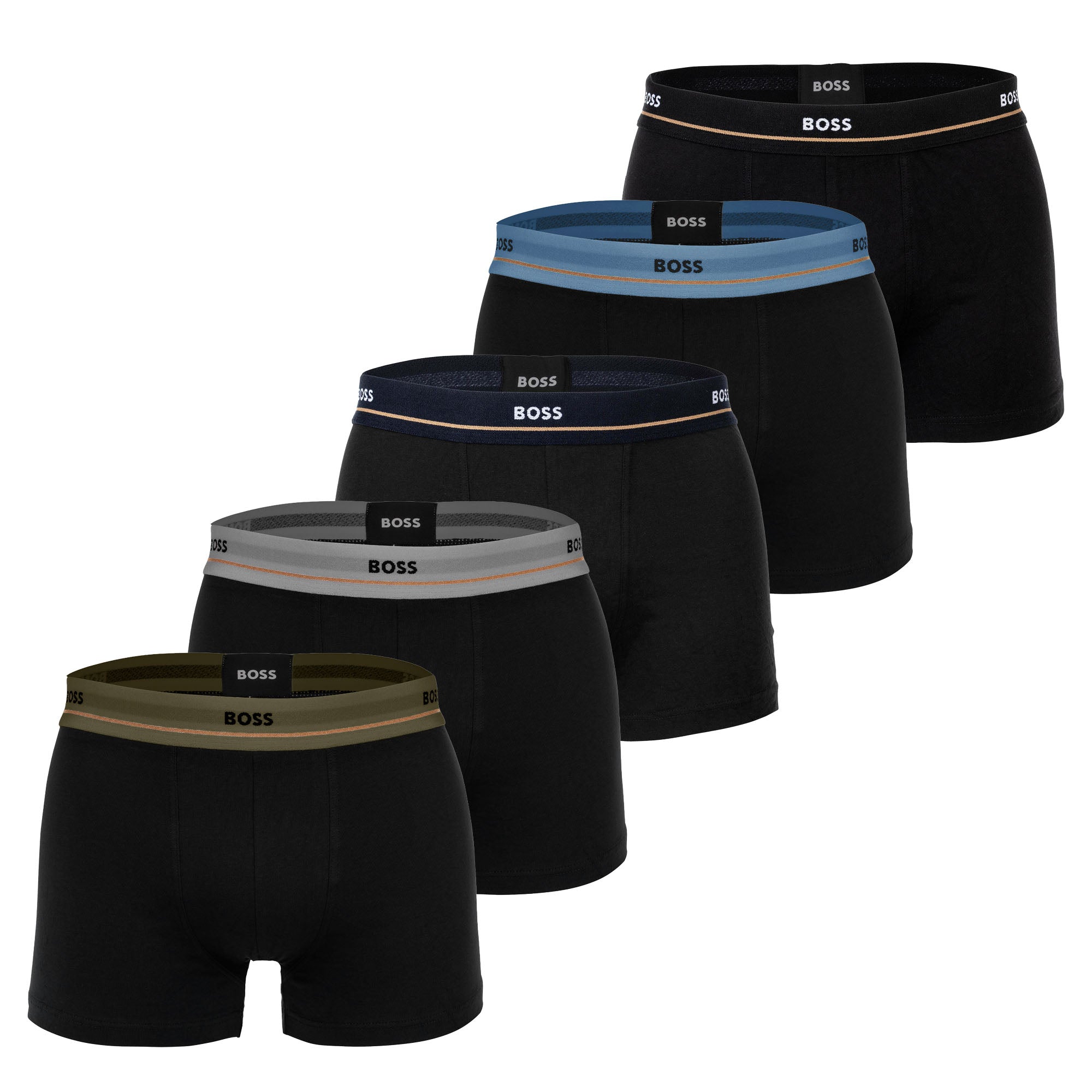 BOSS Herren Boxershorts, 5er Pack - Essentials Trunks, Logo, Baumwollmischung