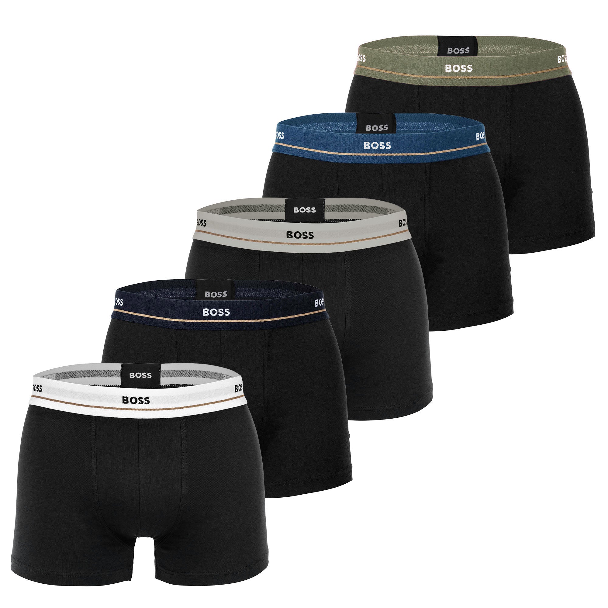 BOSS Herren Boxershorts, 5er Pack - Essentials Trunks, Logo, Baumwollmischung