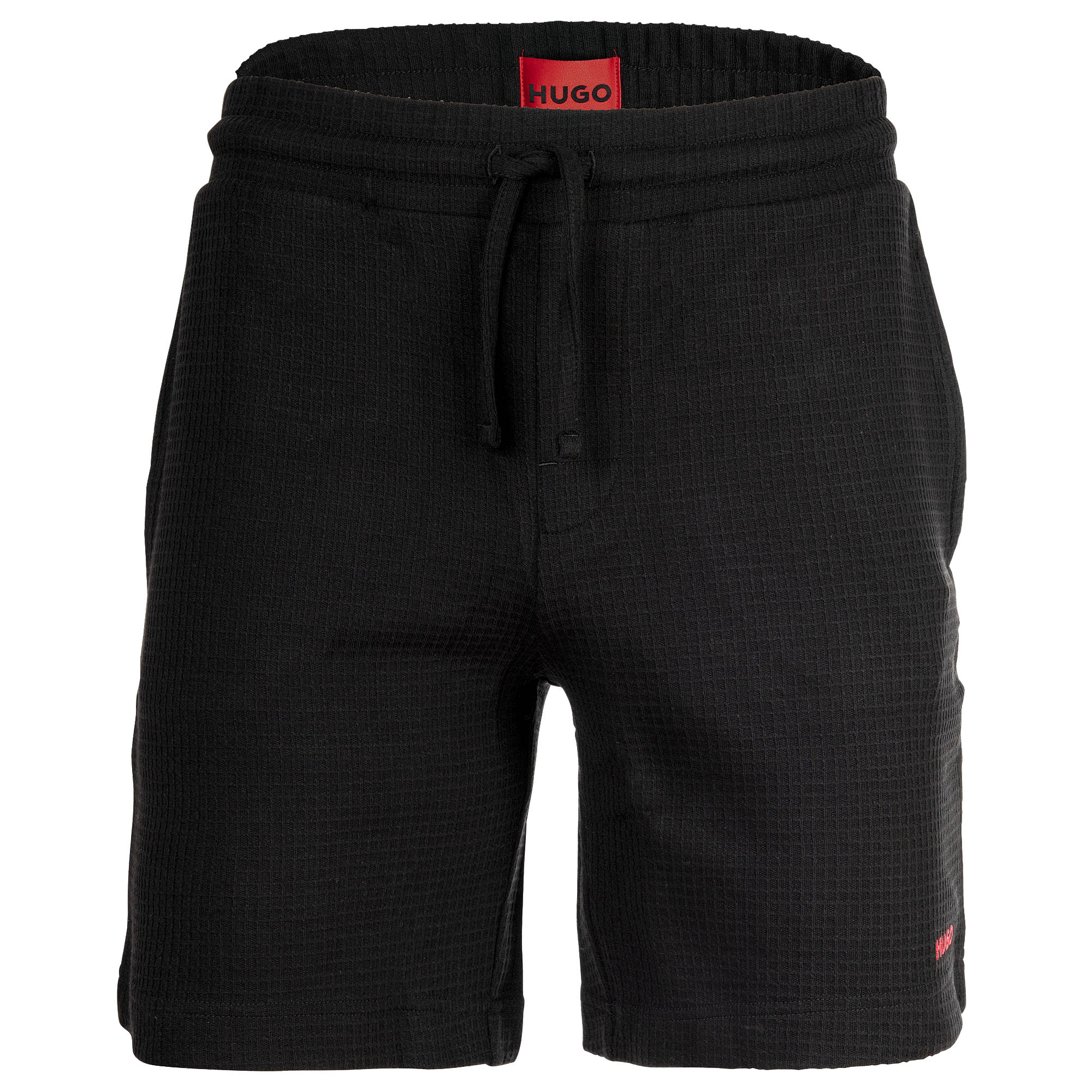 HUGO Men's Shorts, Waffle Look - Austin Shorts, Textured, Logo, Cotton Blend
