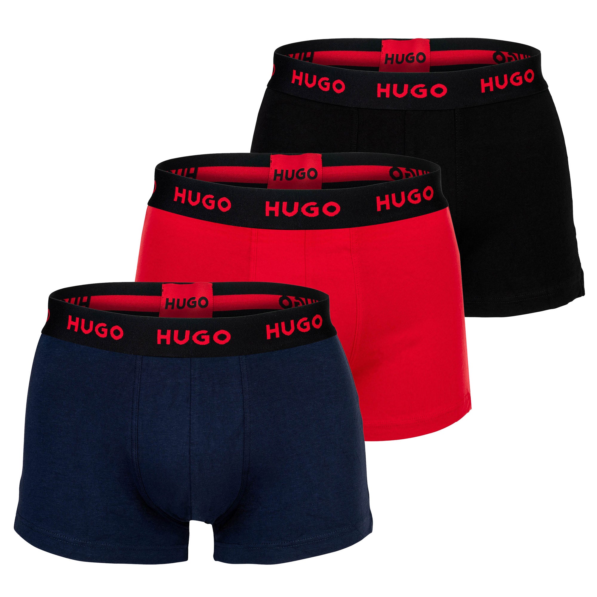 HUGO Herren Boxershorts, 3er Pack - Trunk Triplet, Cotton Stretch, Logo