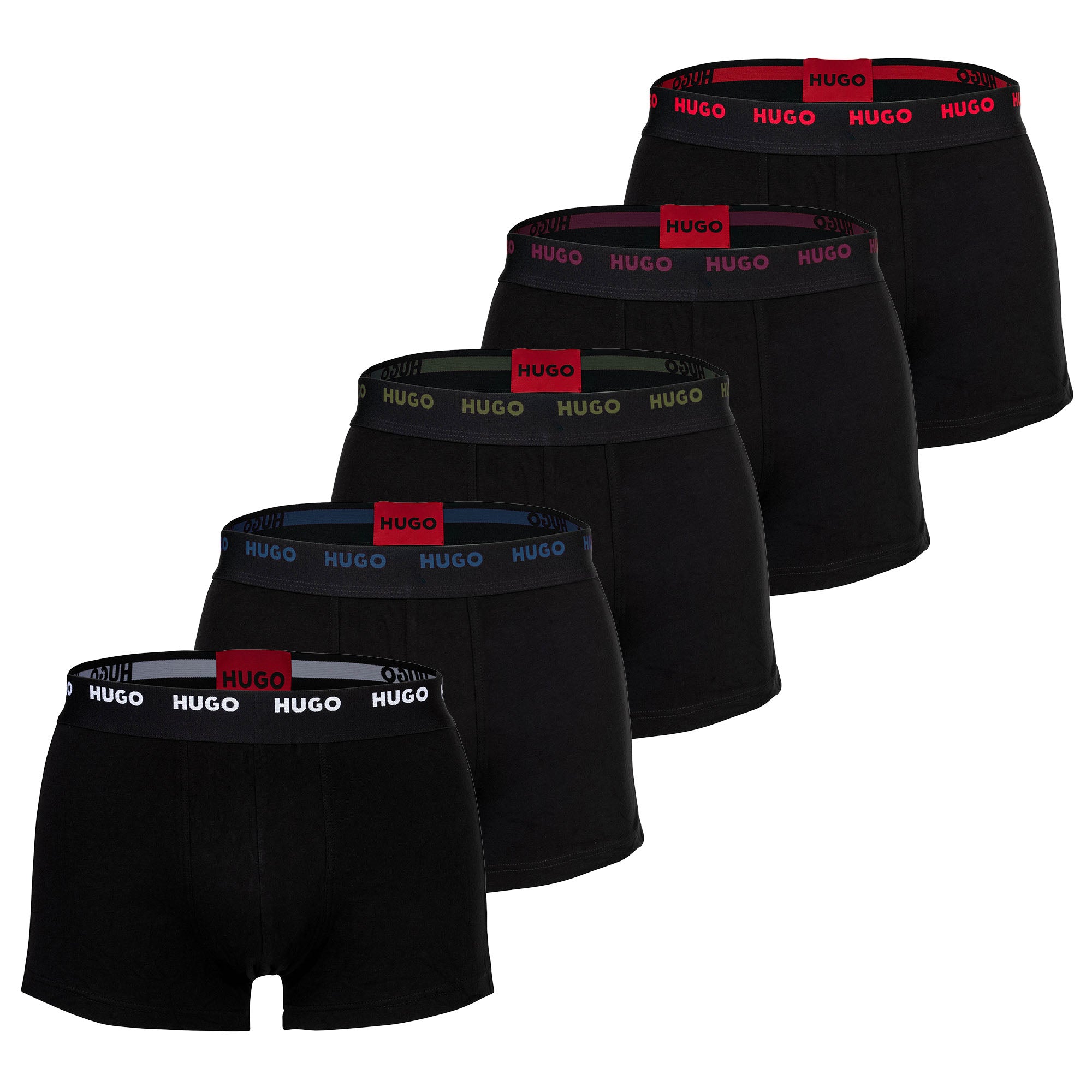 HUGO Herren Boxershorts, 5er Pack - Trunk Five Pack, Logo, Cotton Stretch