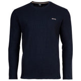 BOSS Herren Langarmshirt, Waffeloptik -  Waffle Longsleeve, Langarmshirt, Rundhals, Logo, Baumwollmischung
