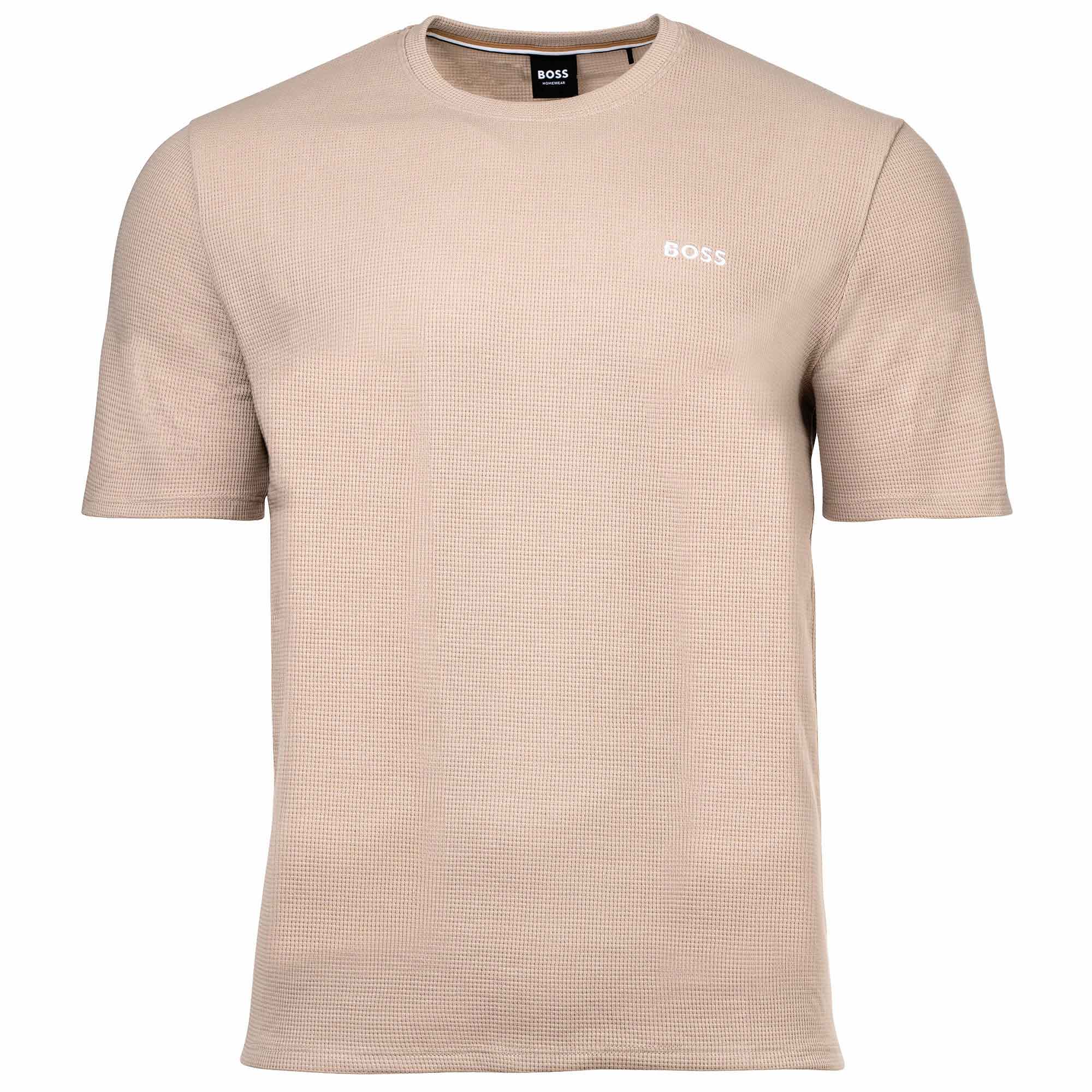 BOSS Herren T-Shirt, Waffeloptik -  Waffle T-Shirt, Logo, Rundhals, Logo, Baumwollmischung