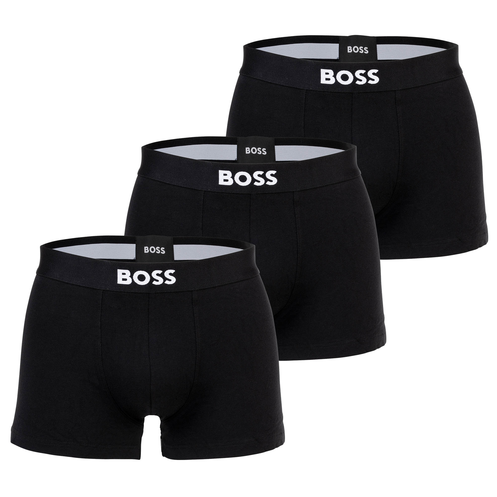 BOSS Herren Boxershorts, 3er Pack - Trunks, Boss One, Cotton Stretch, Logo
