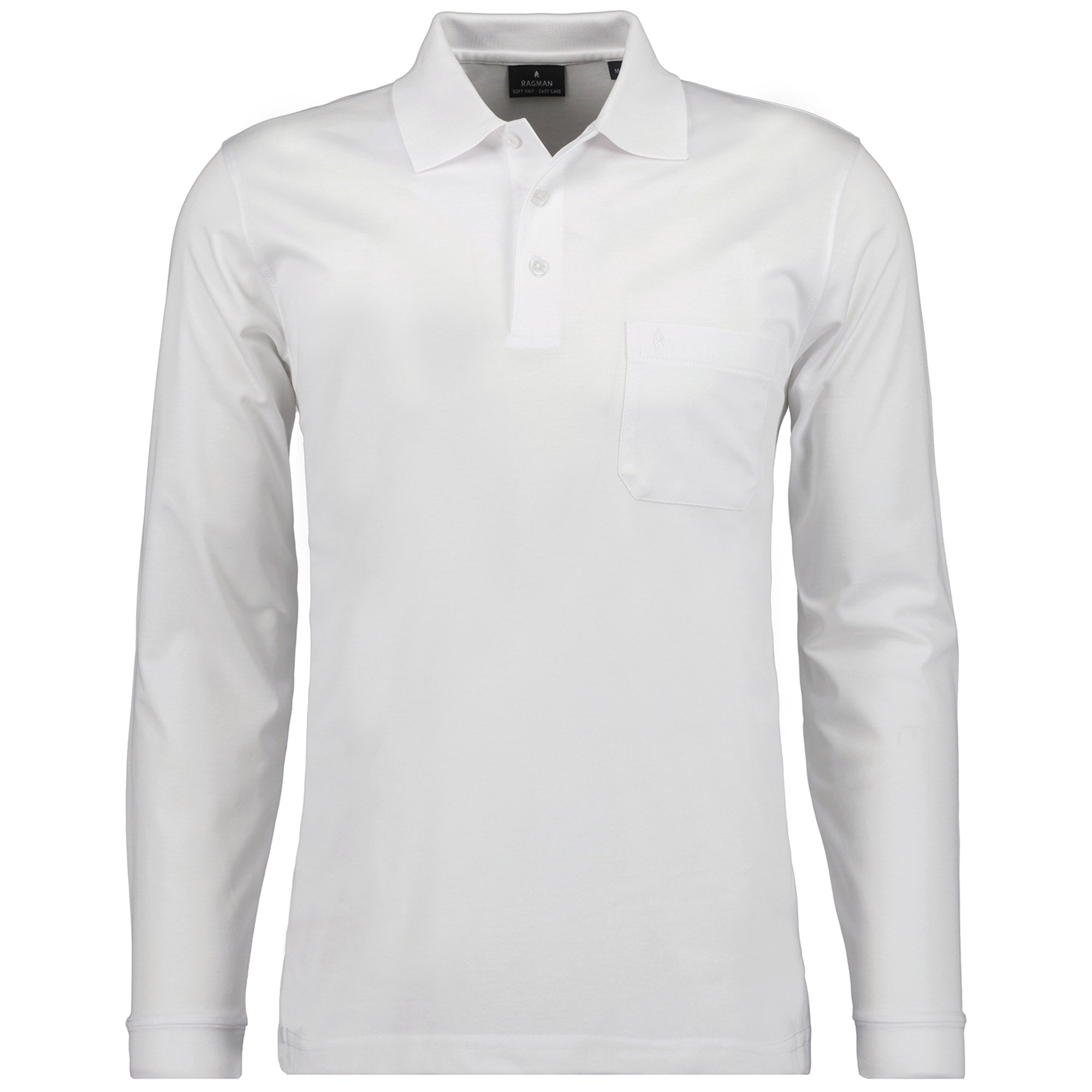 RAGMAN Herren Langarm-Poloshirt - Soft Knit Polo Knopf Langarm, Baumwollmischung, Knopfleiste, Easy Care