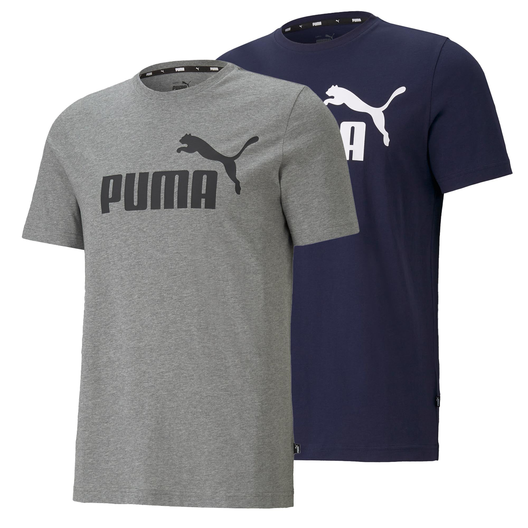 PUMA Herren T-Shirt - ESS Logo Tee, Rundhals, Baumwolle, uni, Multipack