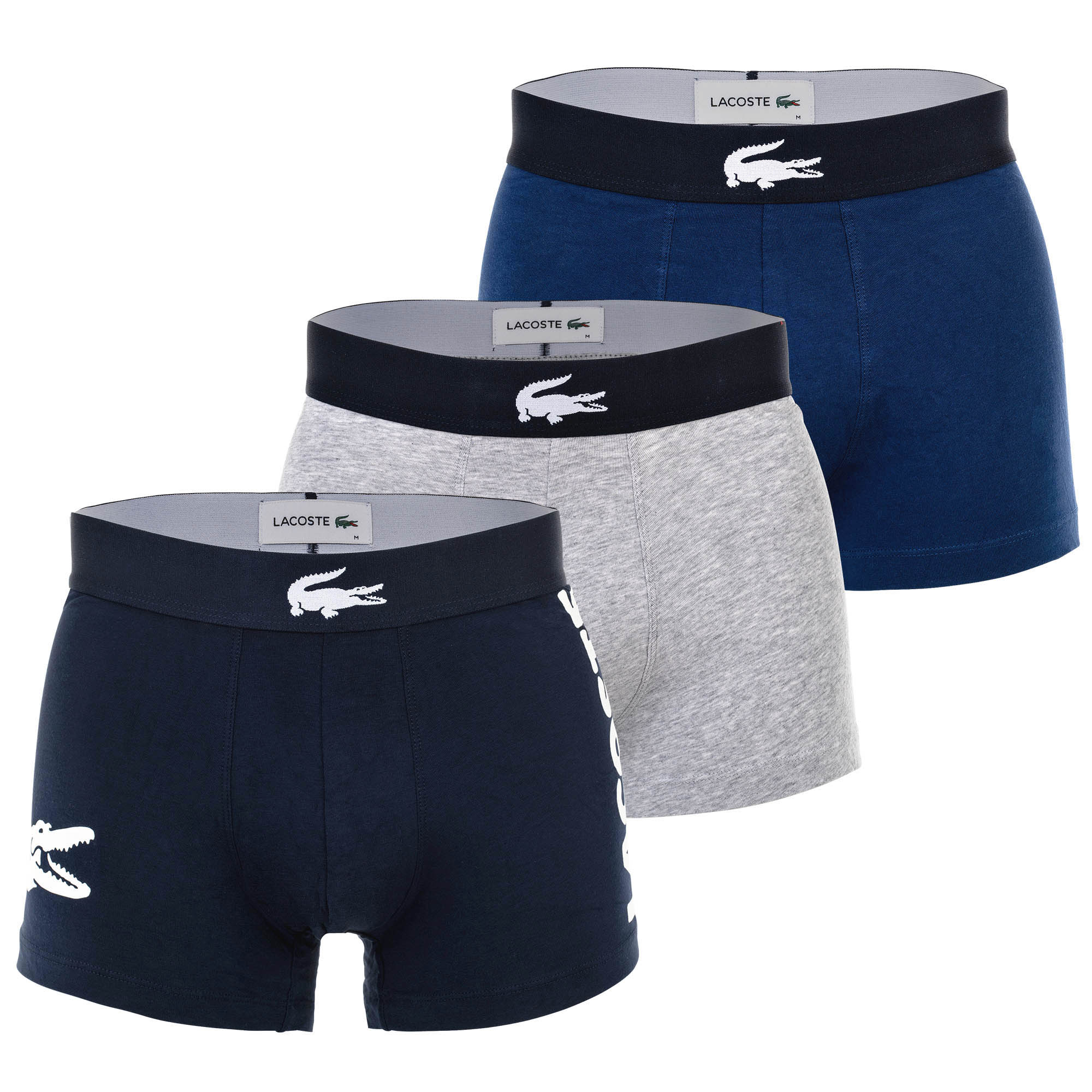 LACOSTE Herren Boxershorts, 3er Pack - Trunks, Big Croc Print, Cotton Stretch