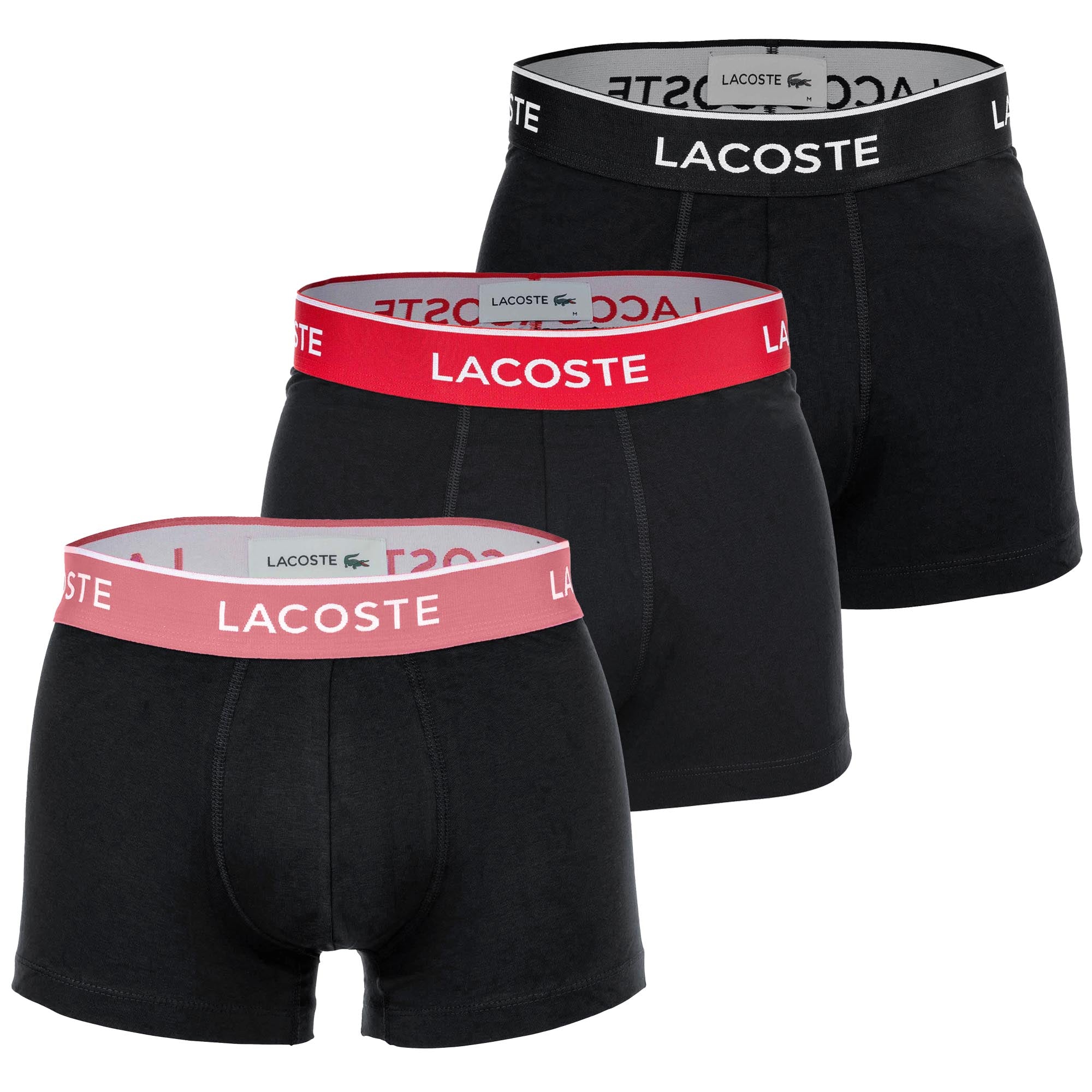 LACOSTE Herren Boxershorts, 3er Pack - Trunks, Casual, Cotton Stretch, Logobund