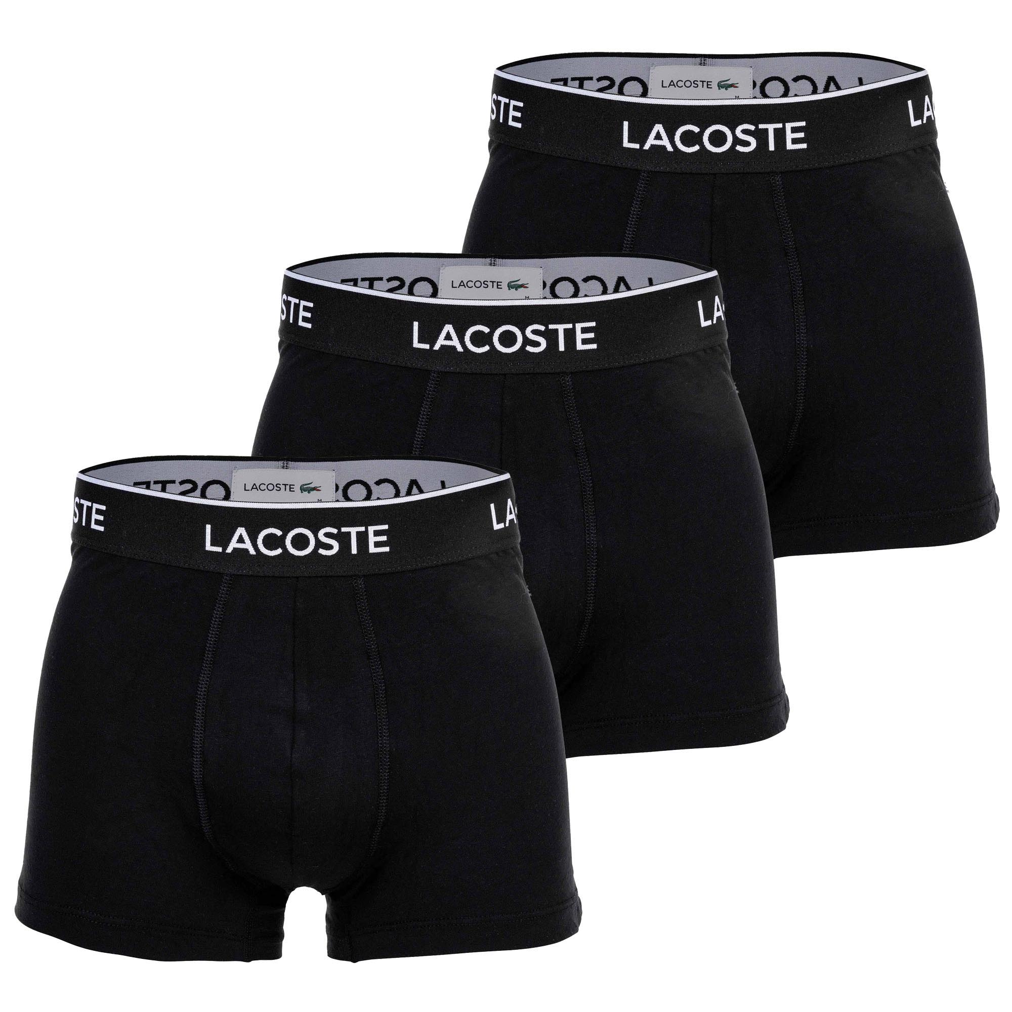 LACOSTE Herren Boxershorts, 3er Pack - Trunks, Casual, Cotton Stretch, Logobund