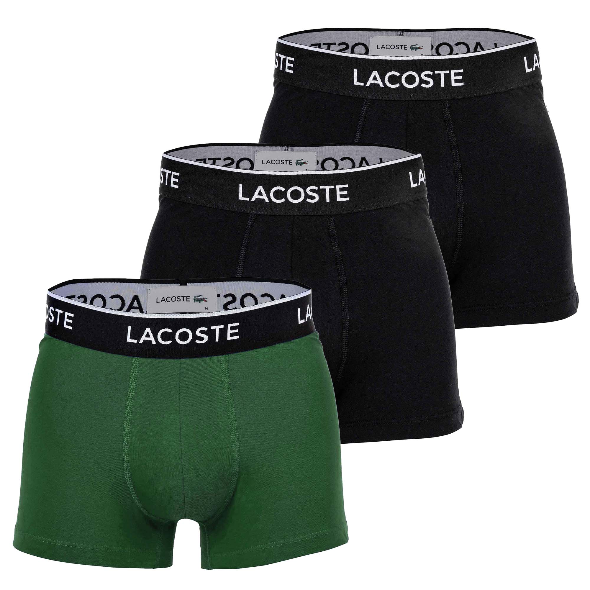 LACOSTE Men's Boxer Shorts, 3-pack - Trunks, Casual, Cotton Stretch, Logo waistband