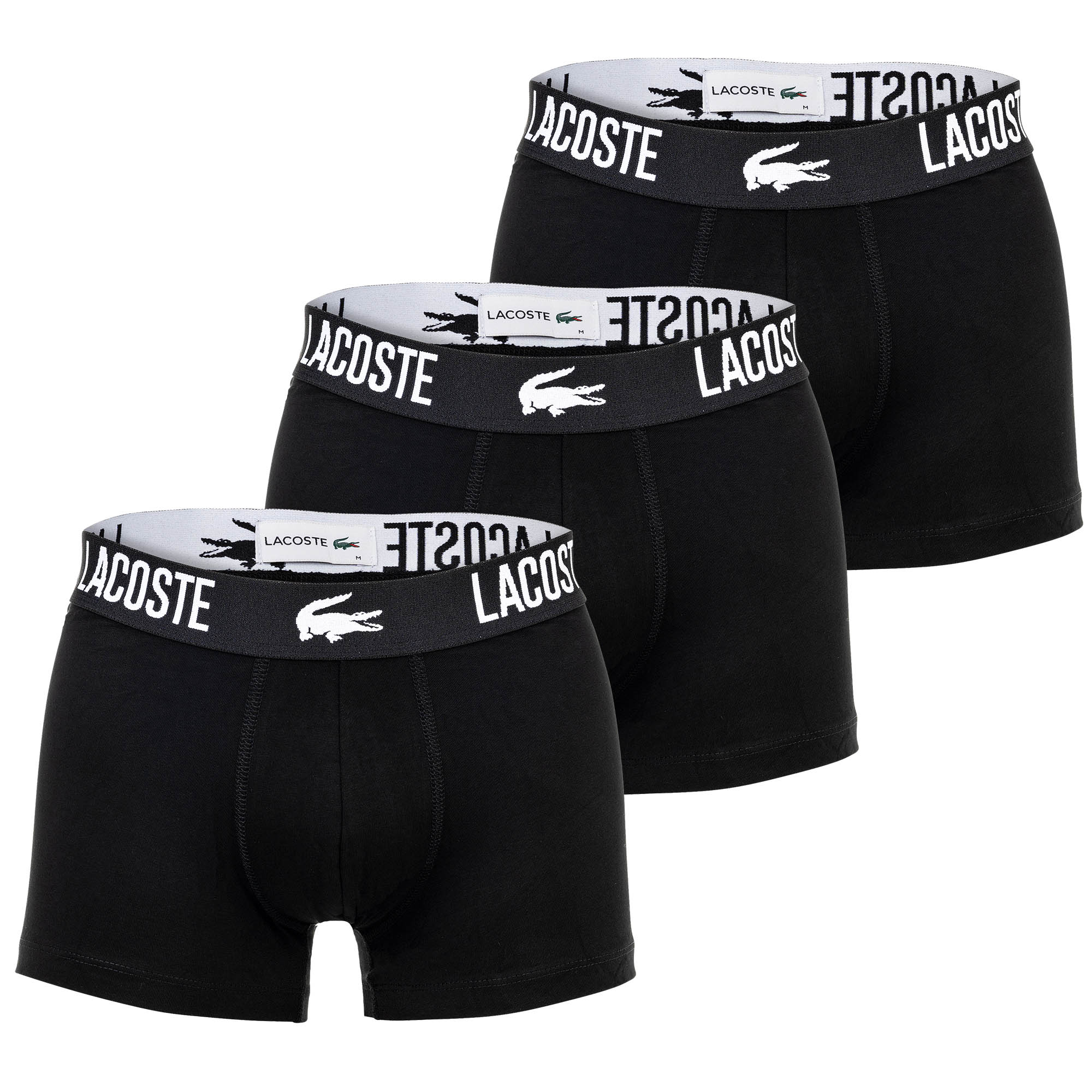 LACOSTE Herren Boxershorts, 3er Pack - Trunks, Cotton Stretch, Logobund