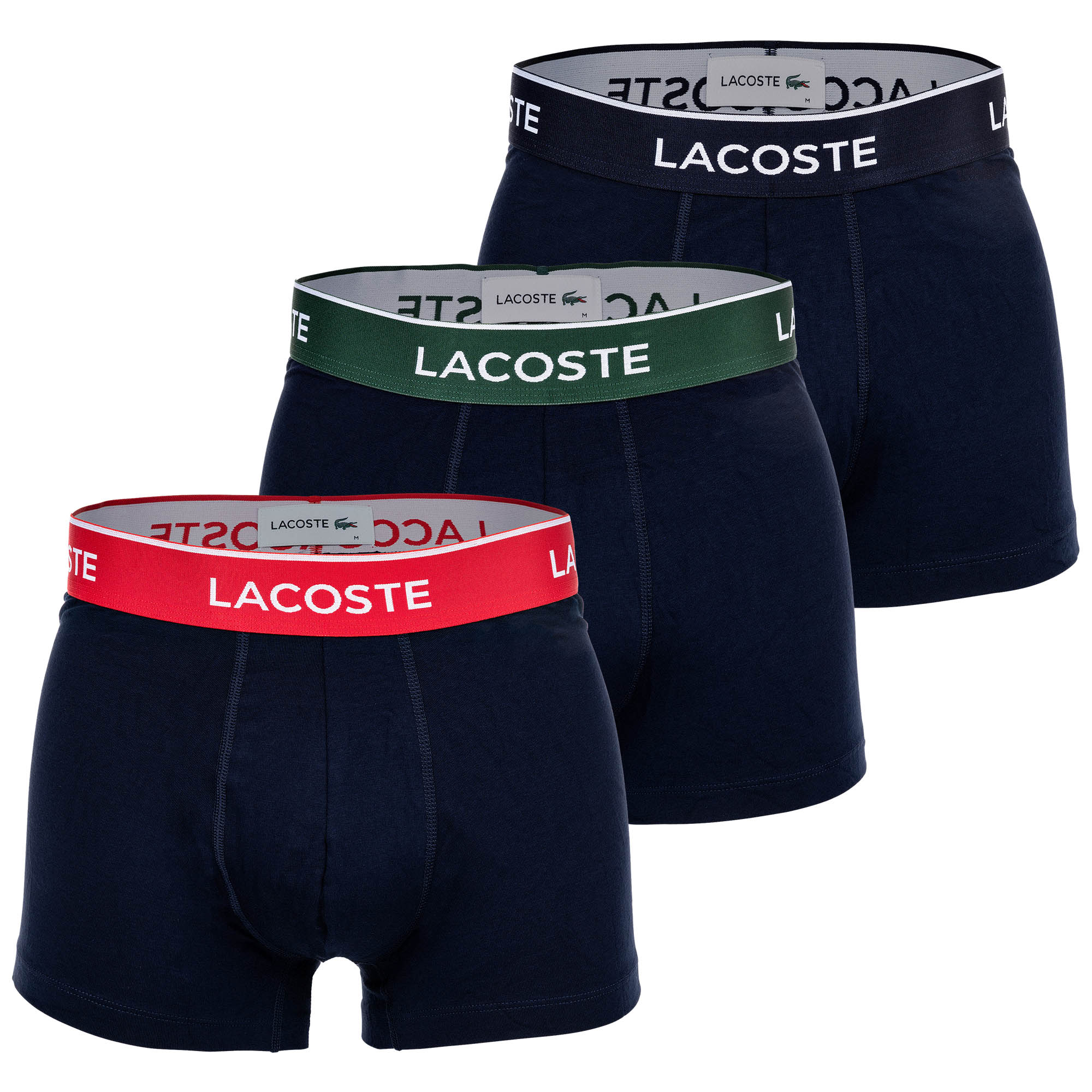LACOSTE Herren Boxershorts, 3er Pack - Trunks, Casual, Cotton Stretch, Logobund