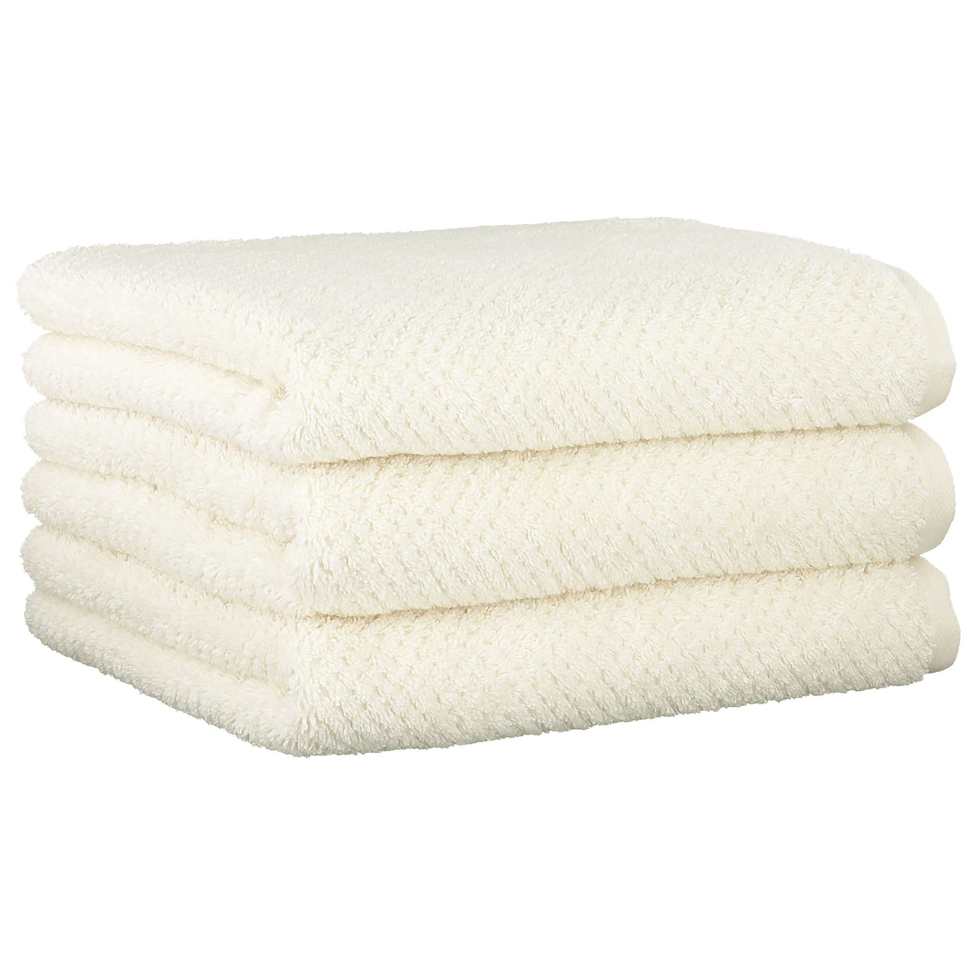 CAWÖ Hand Towel, Pack of 3 - Pure, Terry Cloth, Textured Design, Cotton, Plain