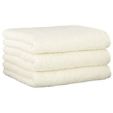 CAWÖ Hand Towel, Pack of 3 - Pure, Terry Cloth, Textured Design, Cotton, Plain