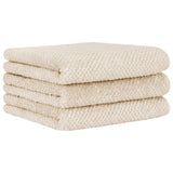CAWÖ Hand Towel, Pack of 3 - Pure, Terry Cloth, Textured Design, Cotton, Plain