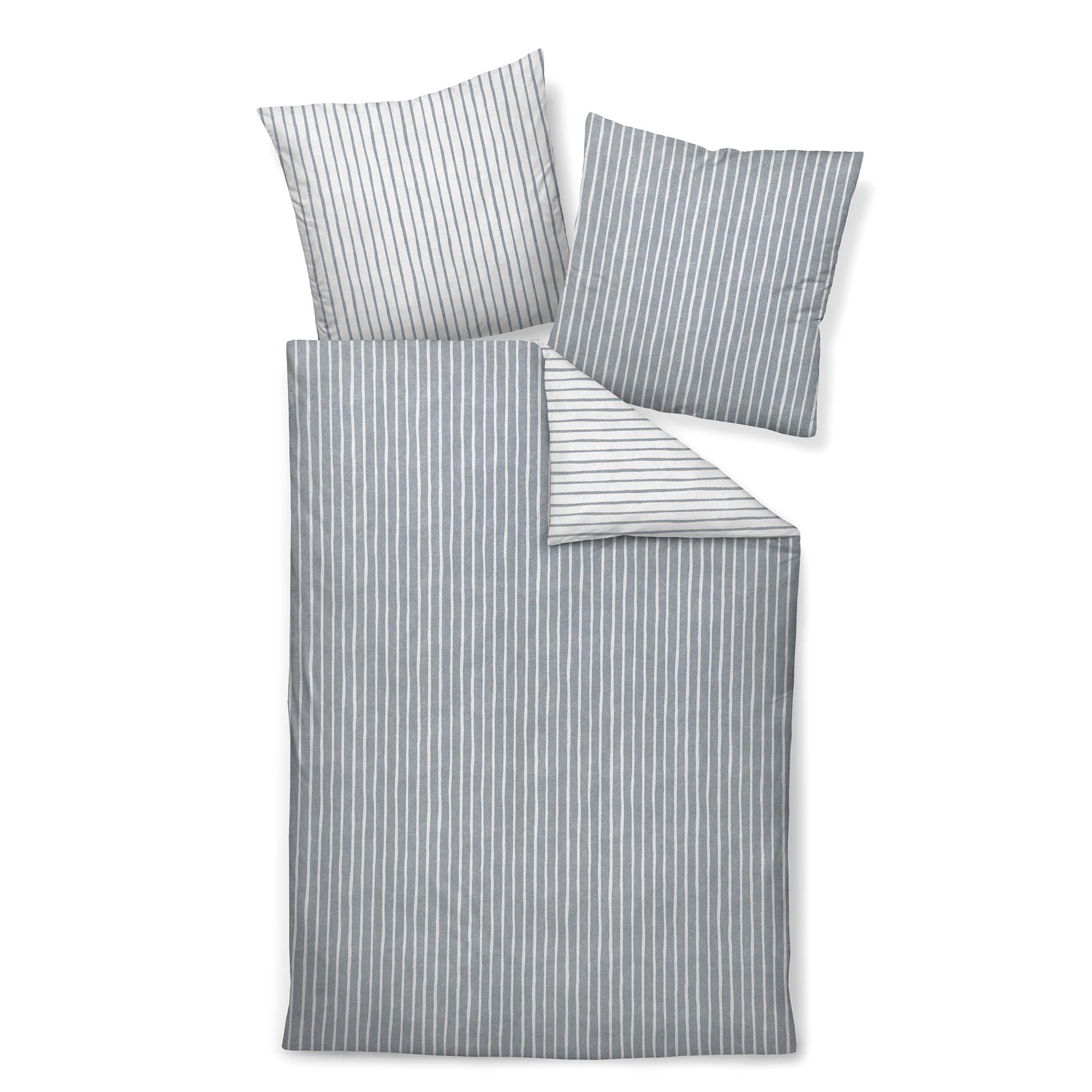 Janine 2-piece bed linen set – DAVOS, fine flannel, cotton, striped