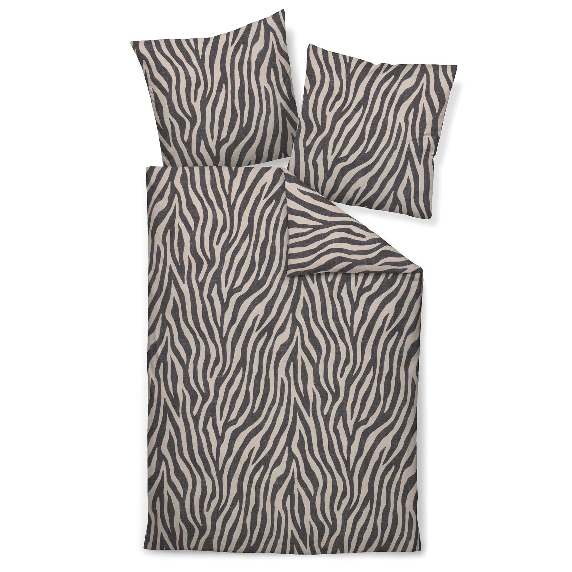 Janine Bettwäsche 2 teilig - Davos Feinbiber, Baumwolle, Zebra-Print