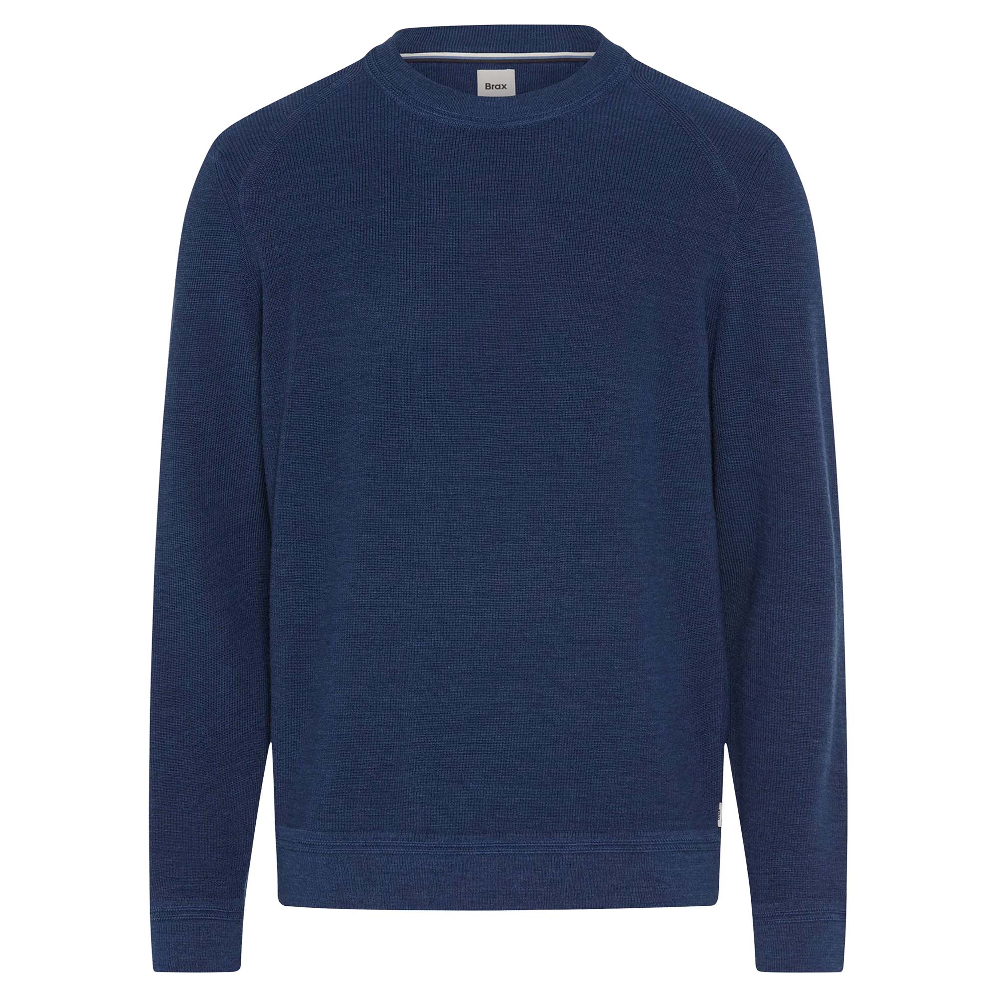 Brax Herren Strickpullover - Roy, Rundhals, Baumwolle-Wollmix, Strukturstrick