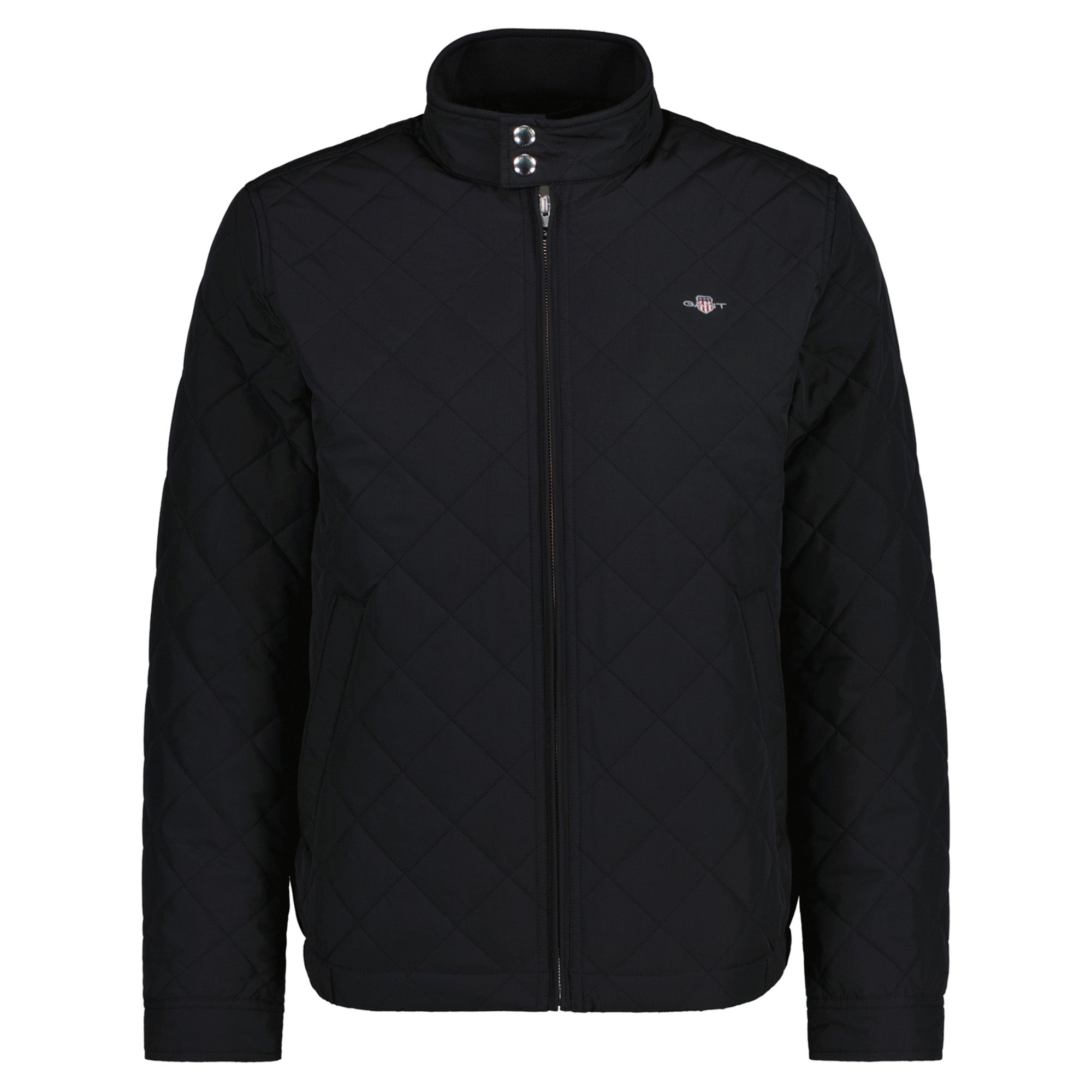 GANT Men's Quilted Jacket - QUILTED WINDCHEATER, Zip, Stand-up Collar, Logo