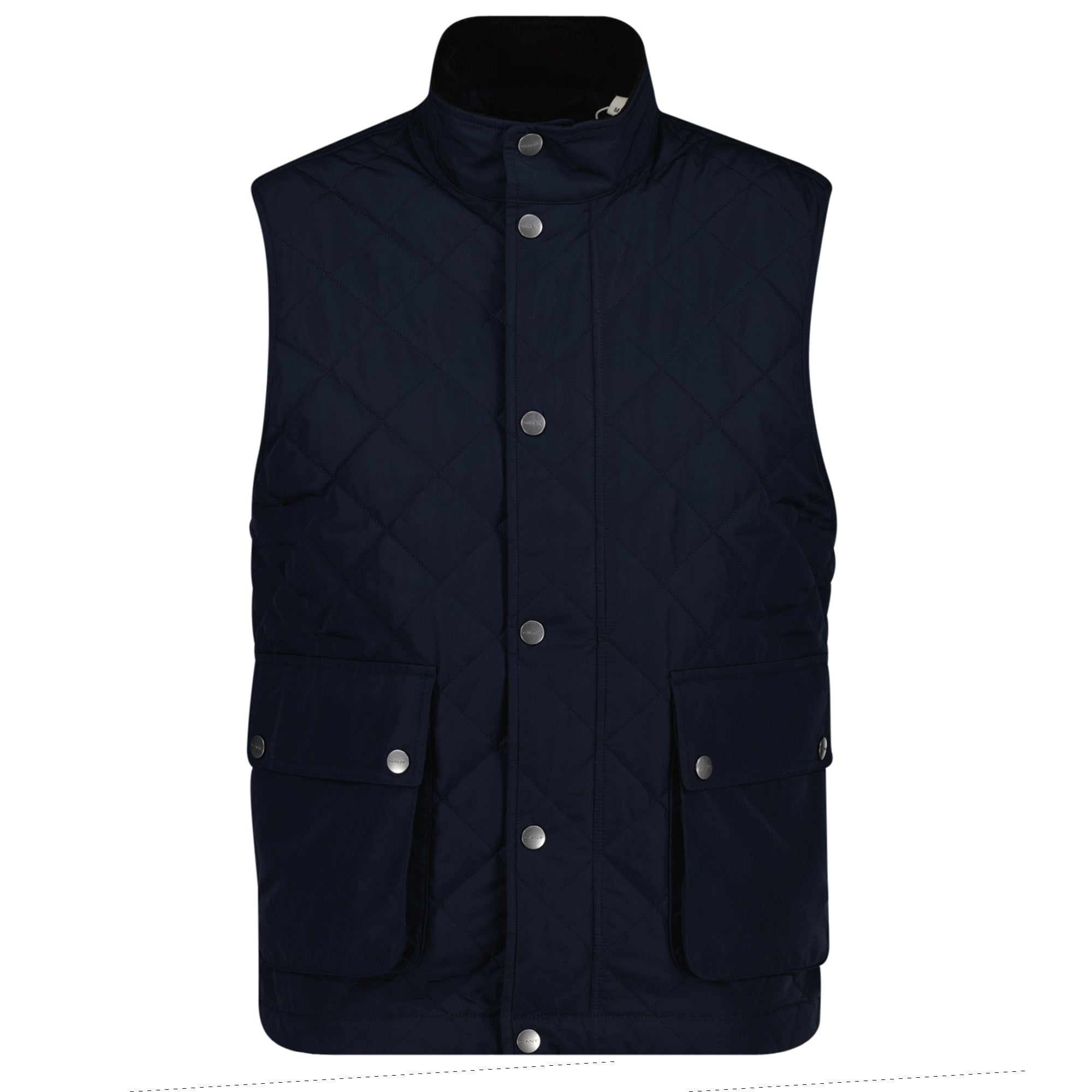 GANT Men Quilted Waistcoat - CLASSIC QUILTED VEST, zip fastening, stand-up collar