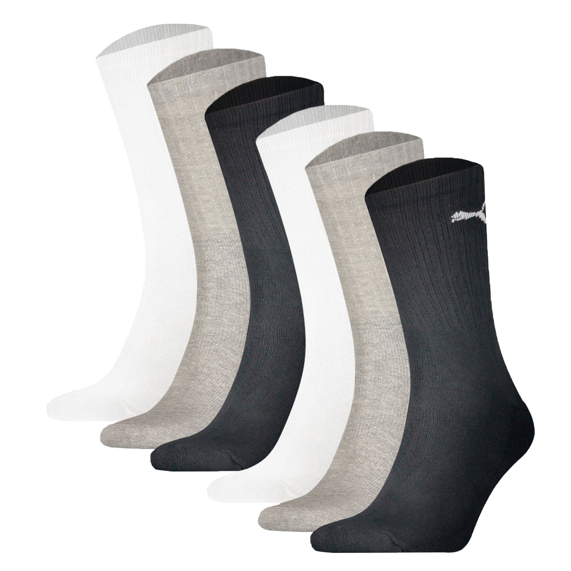 PUMA Unisex Sports Socks, 6-Pack - Sport Crew Socks, ECOM, Logo, plain