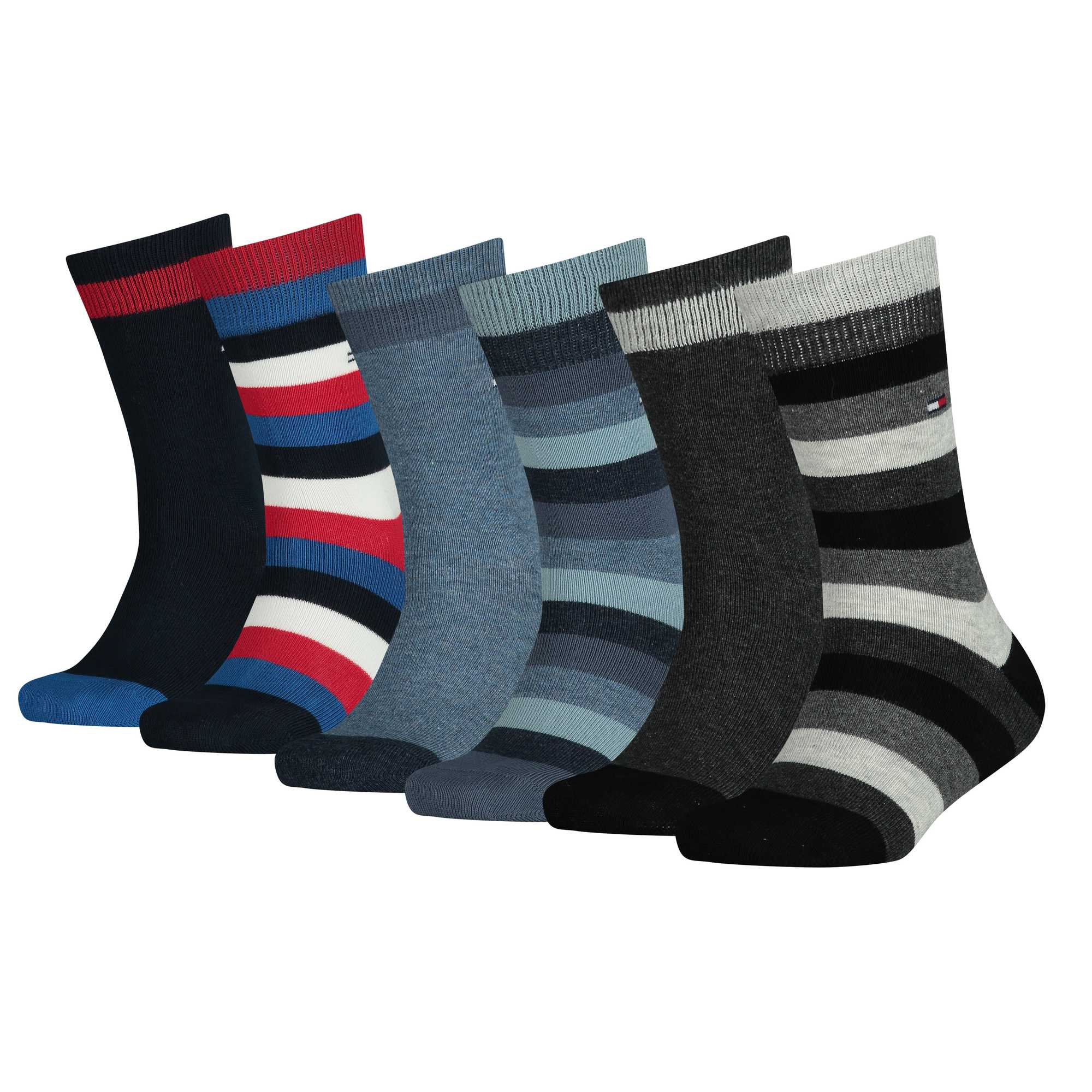 TOMMY HILFIGER Kinder Socken, 6er Pack - Basic Stripe ECOM, Streifen