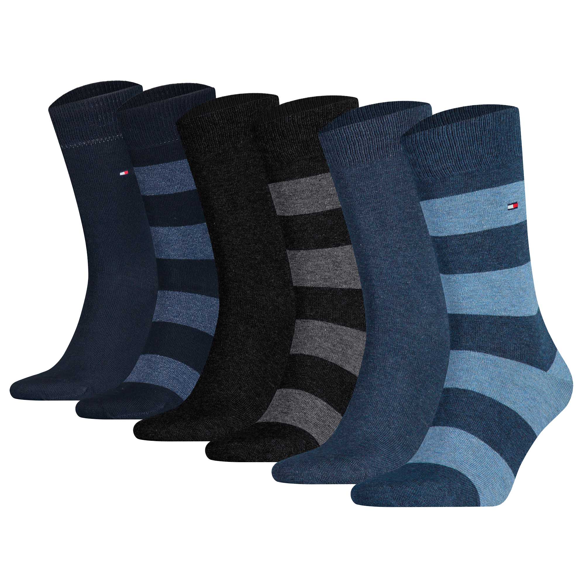 TOMMY HILFIGER Herren Socken, 6er Pack - Rugby Sock 6P ECOM, gestreift