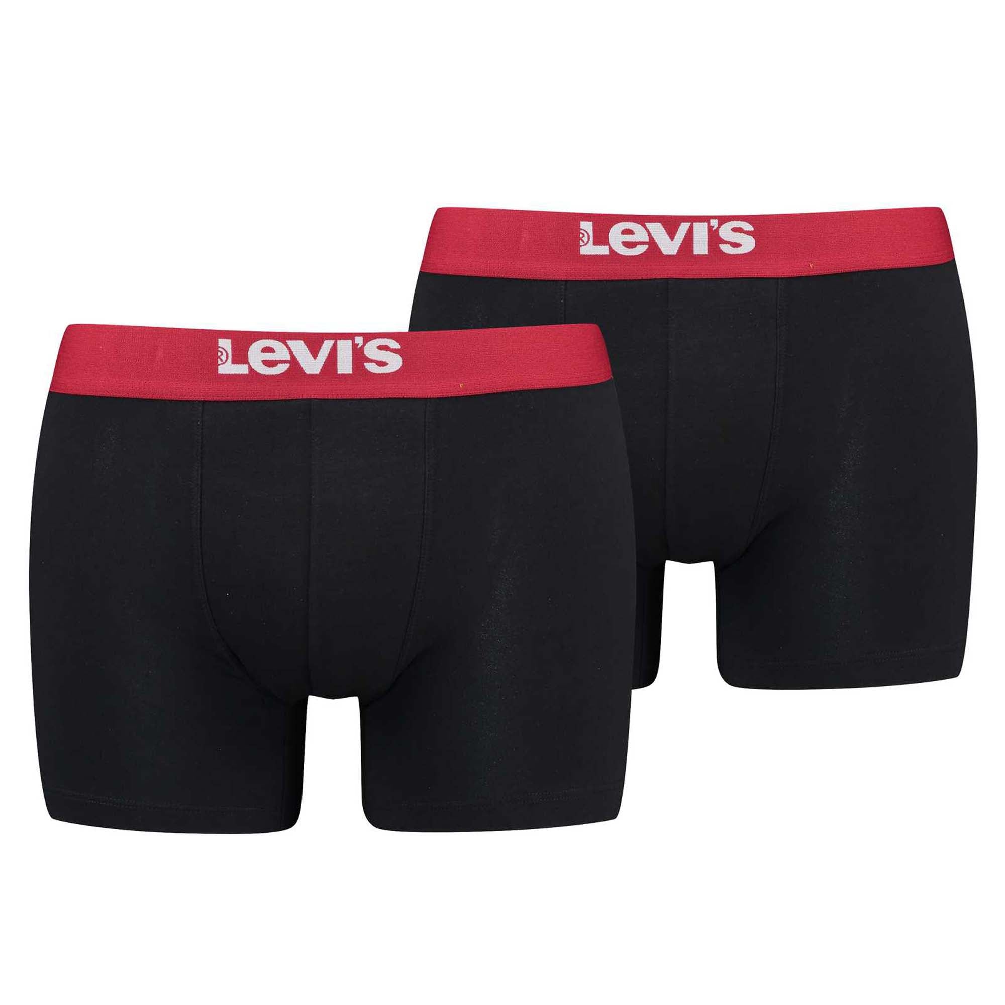 Levi's Herren Boxershorts, 2er Pack - Solid Basic Boxer Brief Organic, Logobund