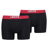 Levi's Herren Boxershorts, 2er Pack - Solid Basic Boxer Brief Organic, Logobund