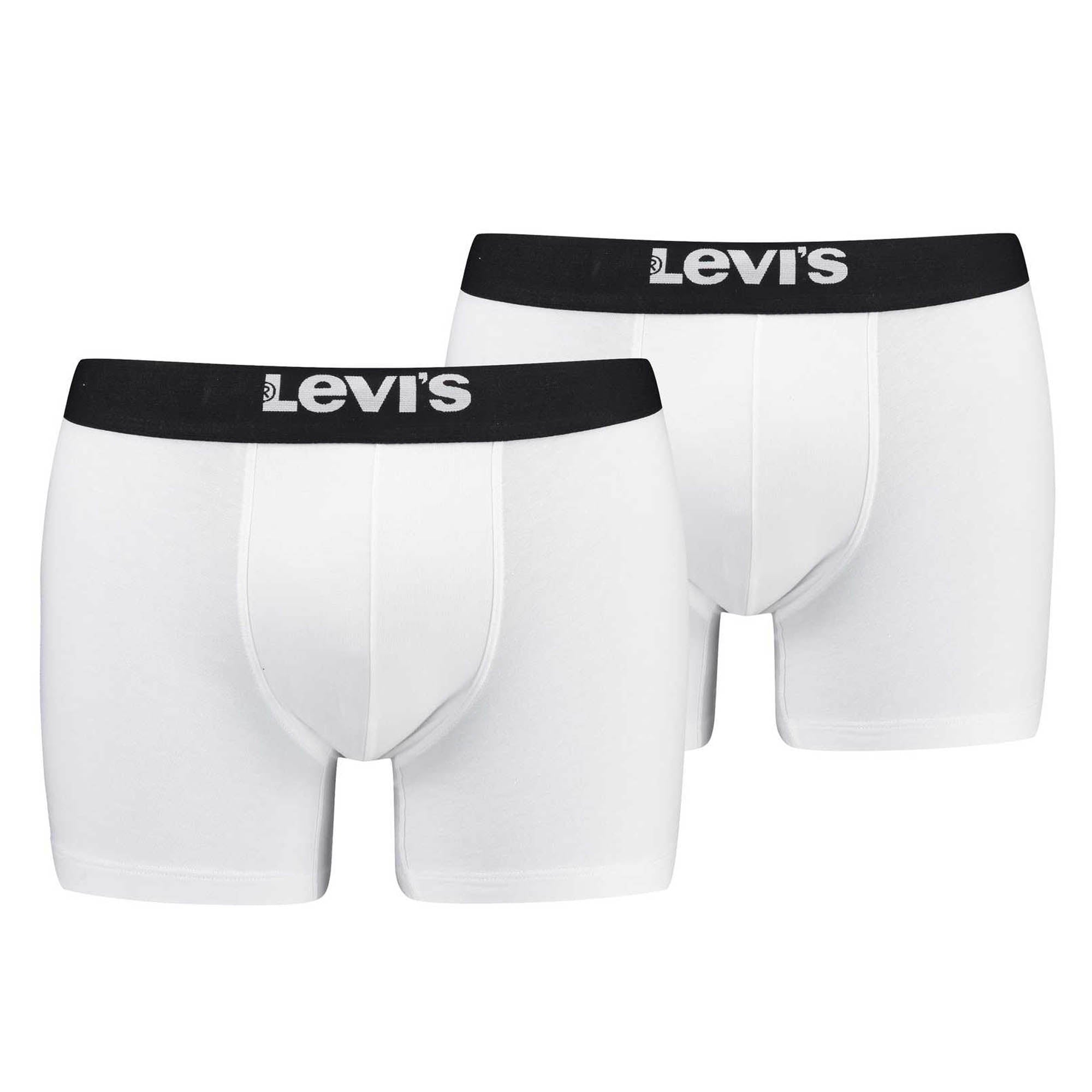 Levi's Herren Boxershorts, 2er Pack - Solid Basic Boxer Brief Organic, Logobund