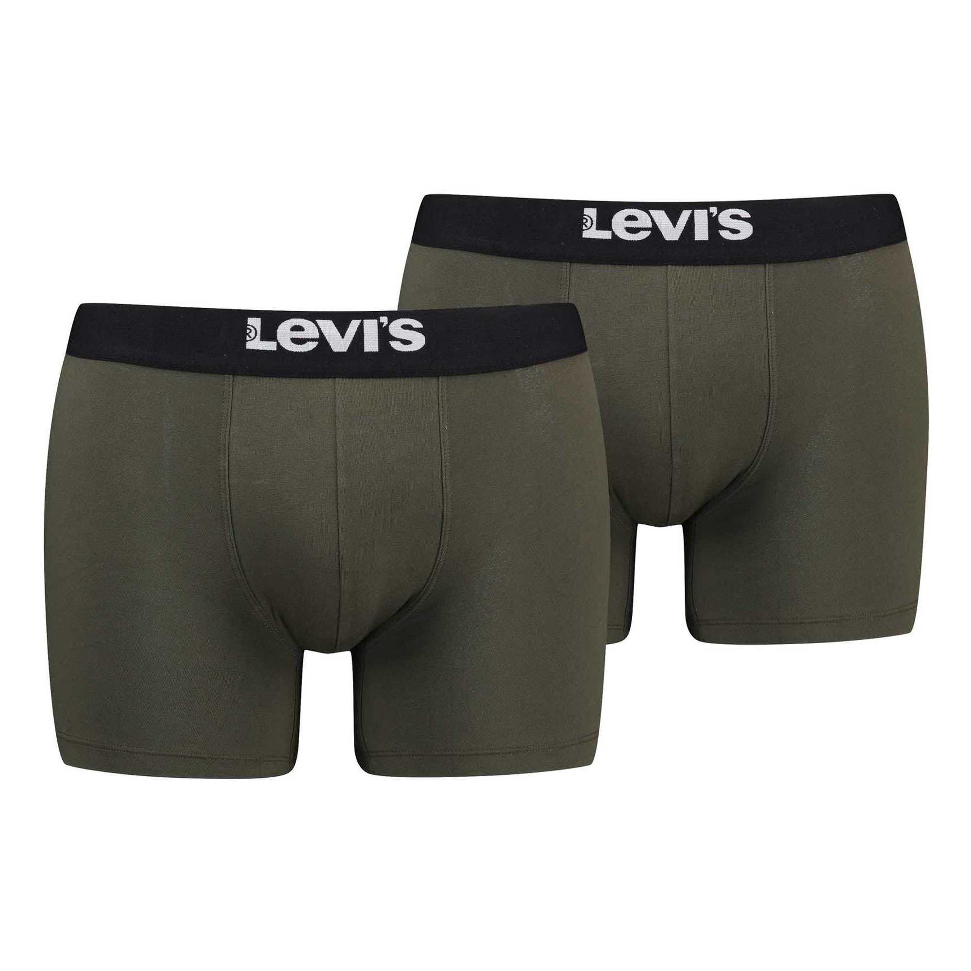Levi's Herren Boxershorts, 2er Pack - Solid Basic Boxer Brief Organic, Logobund