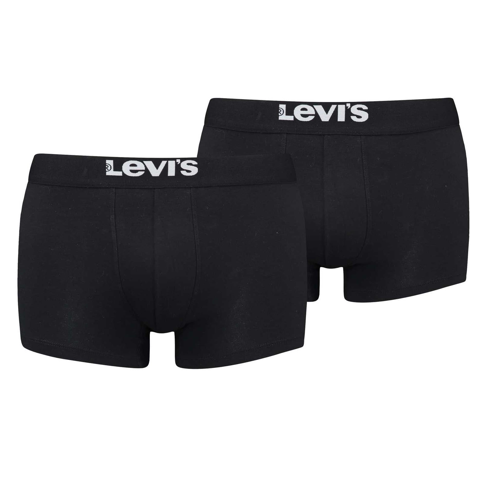 Levi's Herren Boxershorts, 2er Pack - Solid Basic Trunk Organic, Logobund