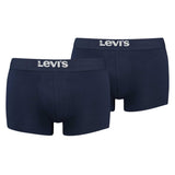 Levi's Herren Boxershorts, 2er Pack - Solid Basic Trunk Organic, Logobund