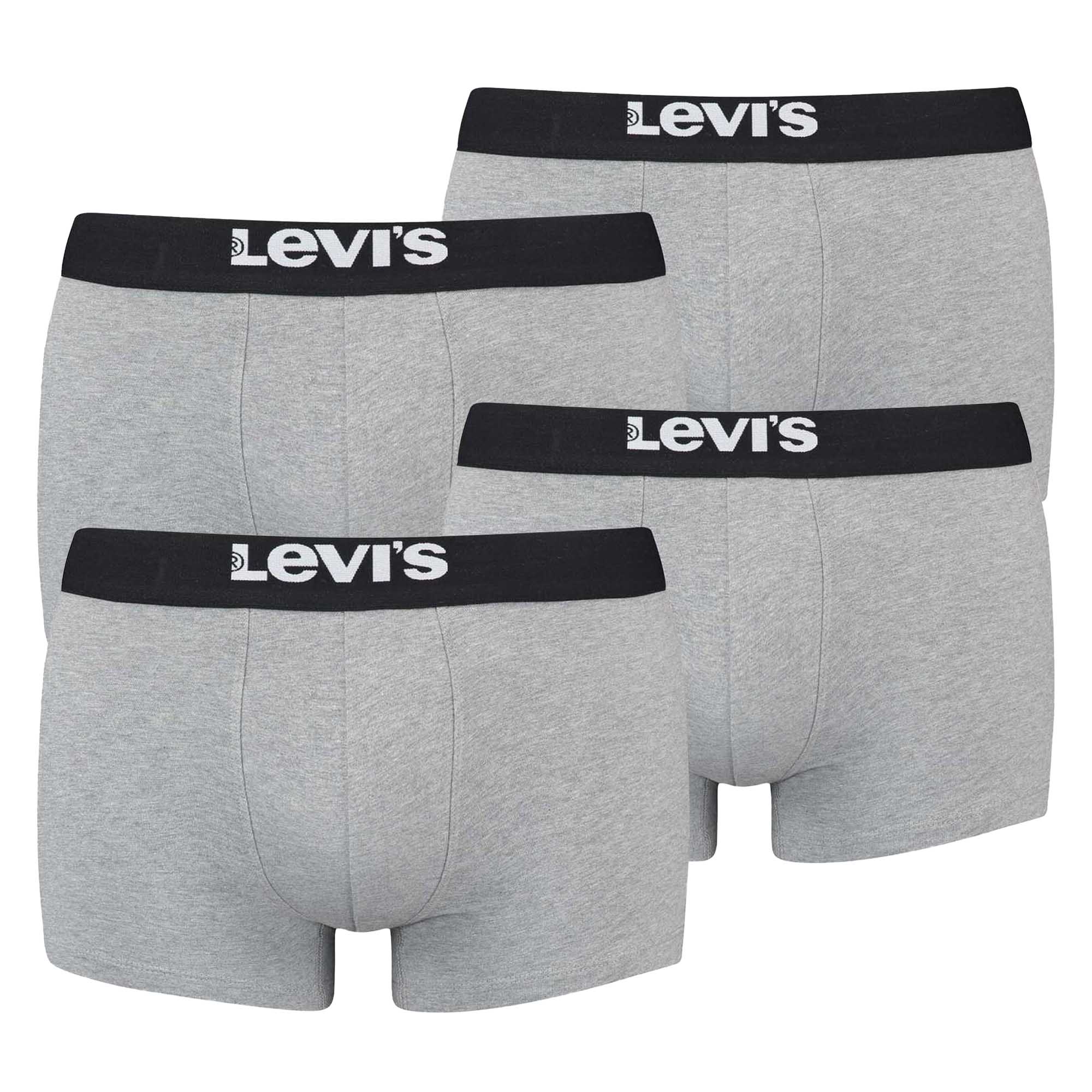 Levi's Herren Boxershorts, 4er Pack - Solid Basic Trunk Organic, Logobund