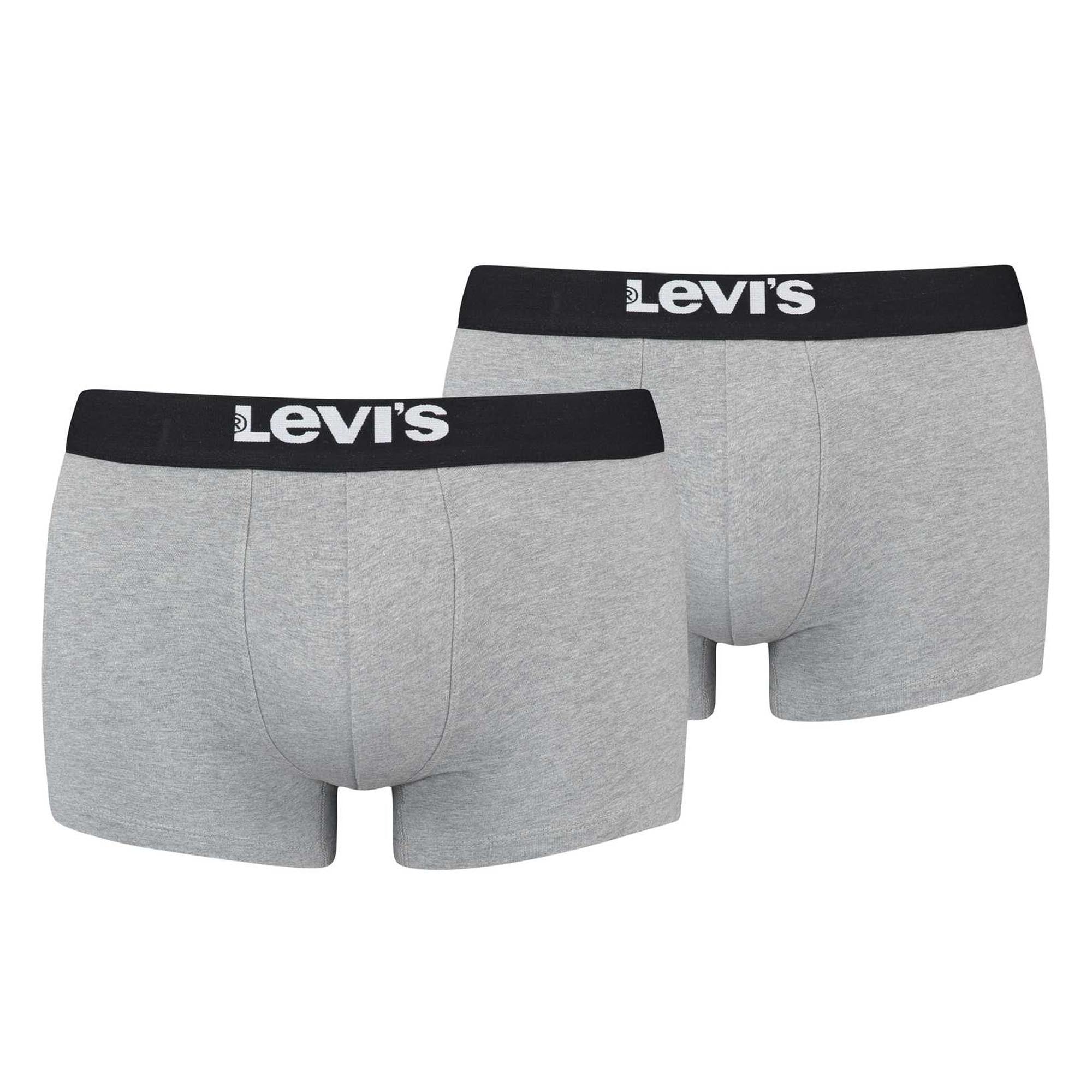 Levi's Herren Boxershorts, 2er Pack - Solid Basic Trunk Organic, Logobund