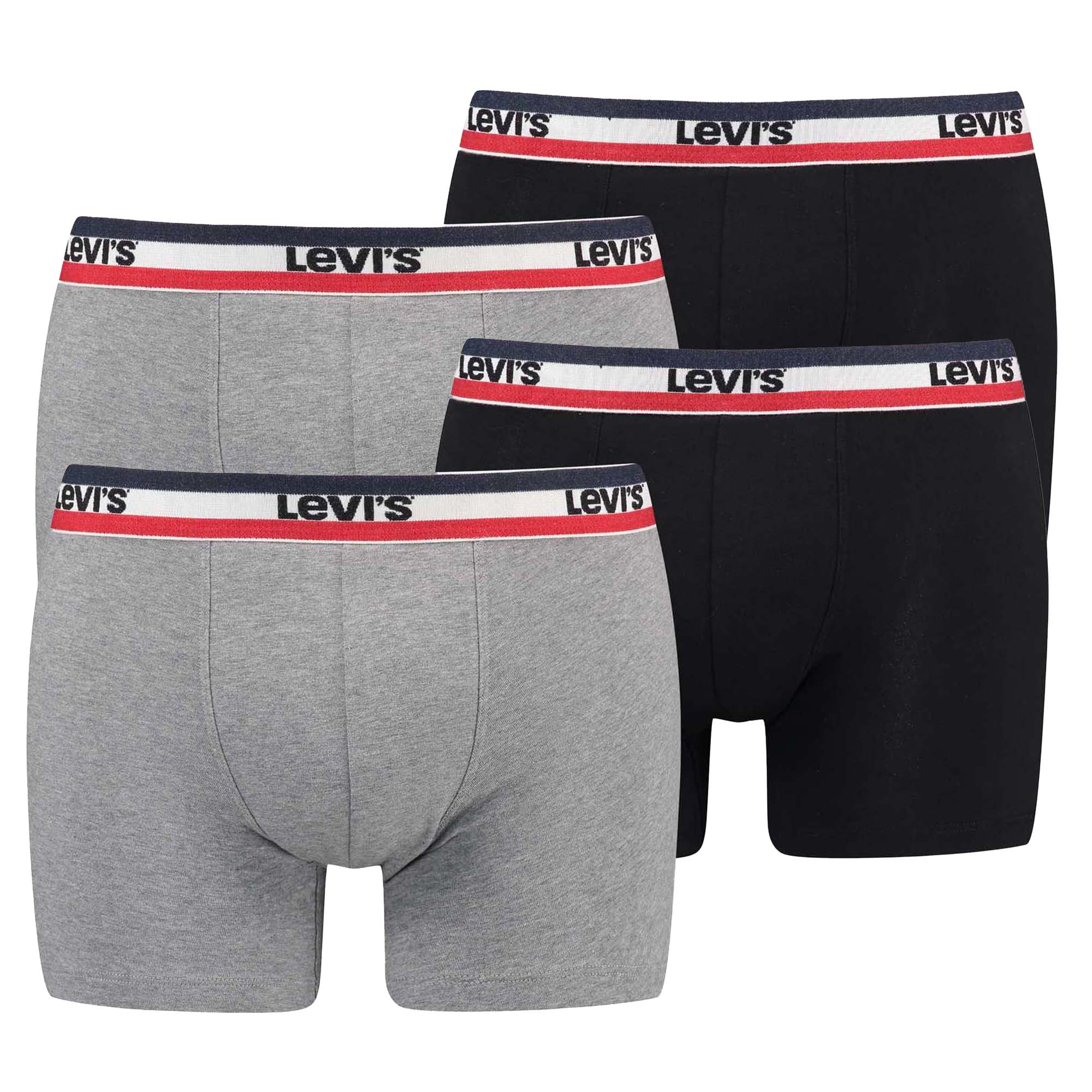 Levi's Men's Sportswear Boxer Brief Organic, Pack of 4, Boxer Shorts, Logo Waistband