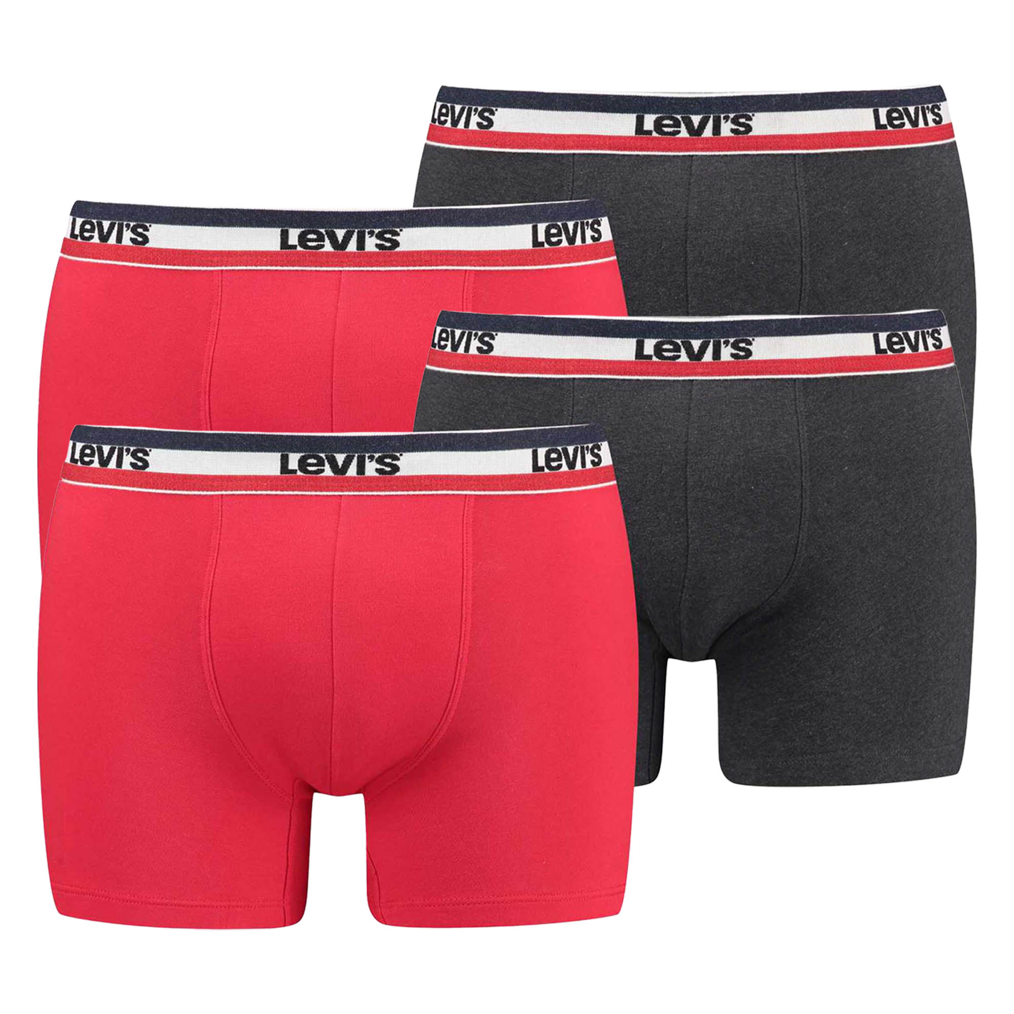 Levi's Herren Boxershorts, 4er Pack - Sportswear Boxer Brief Organic, Logobund