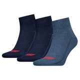 Levi's Unisex Quarter Socks, 3-pack – Mid Cut Batwing Logo, Recycled Cotton 3P, plain