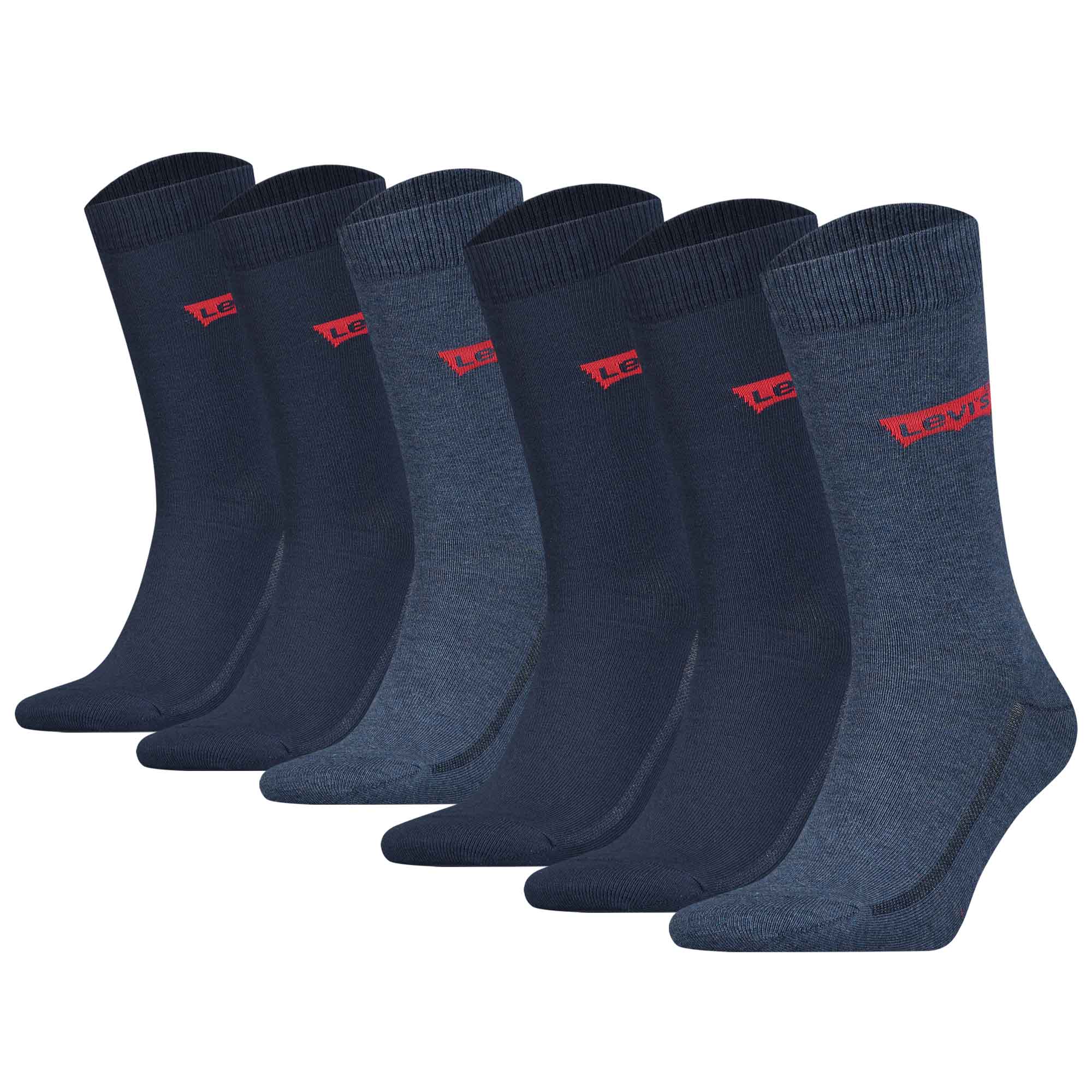 Levi's Herren Socken 6er Pack - Regular Cut Batwing, ECOM, Logo, einfarbig