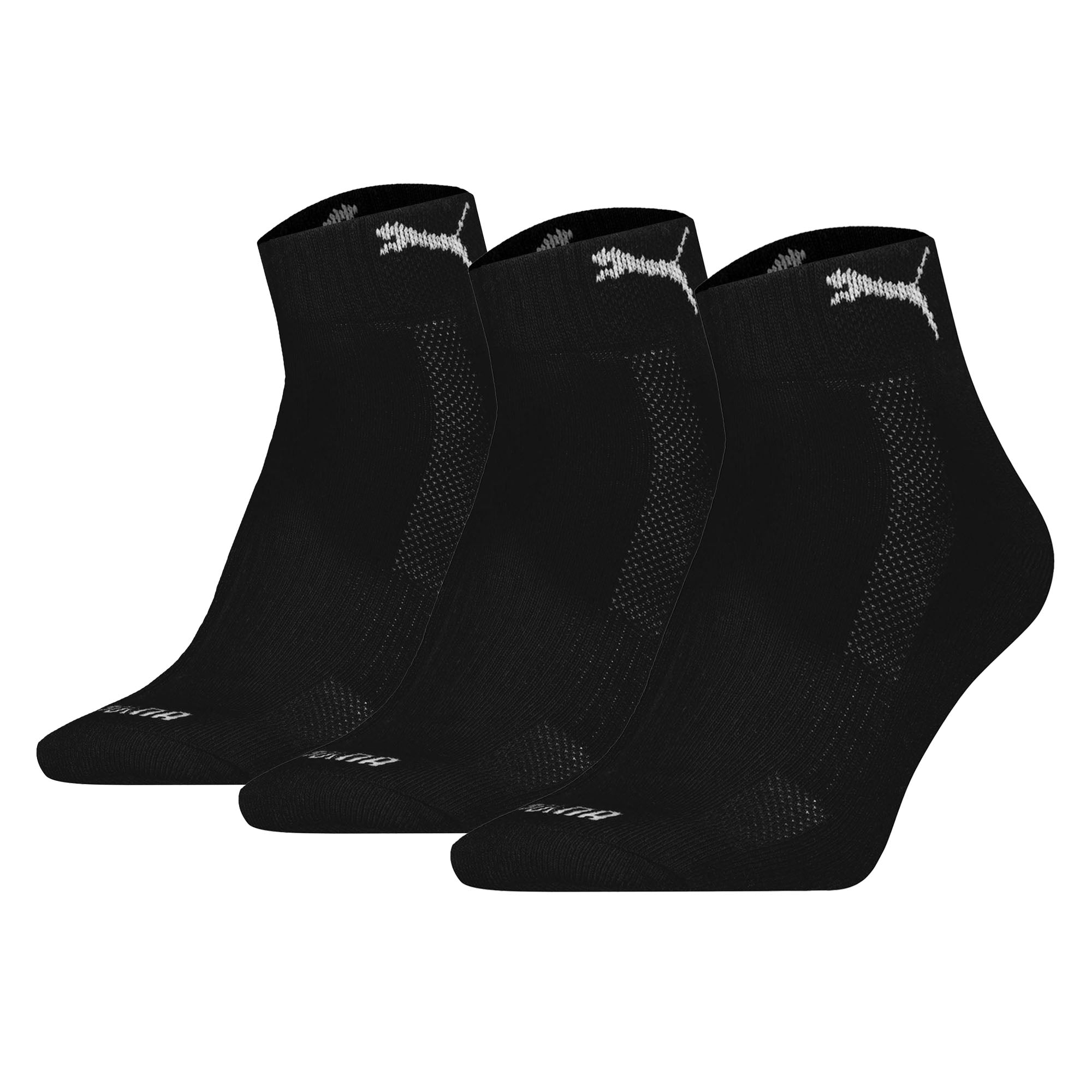 PUMA Unisex Quartersocken, 3er Pack - Cushioned Quarter 3P, Logo, einfarbig