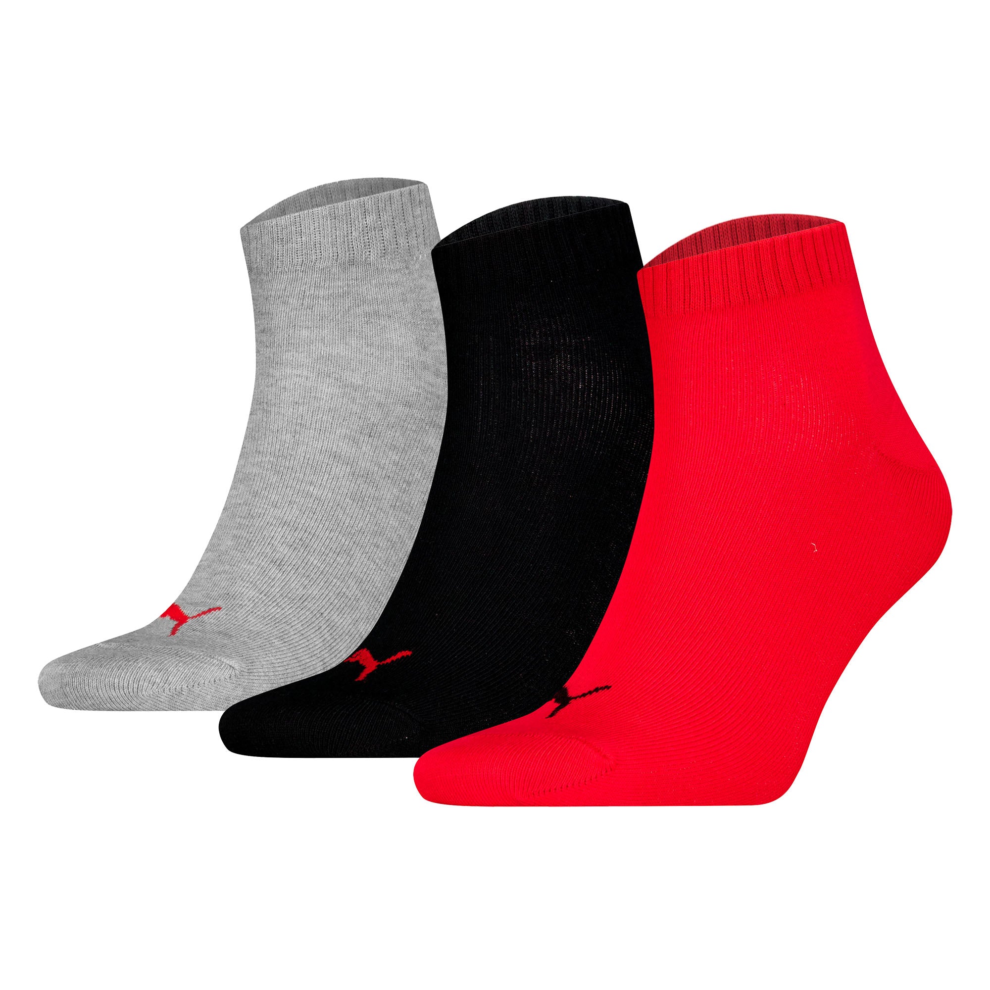 PUMA Unisex Quarter socks, 3-pack - Quarter Plain 3P, logo, solid colour