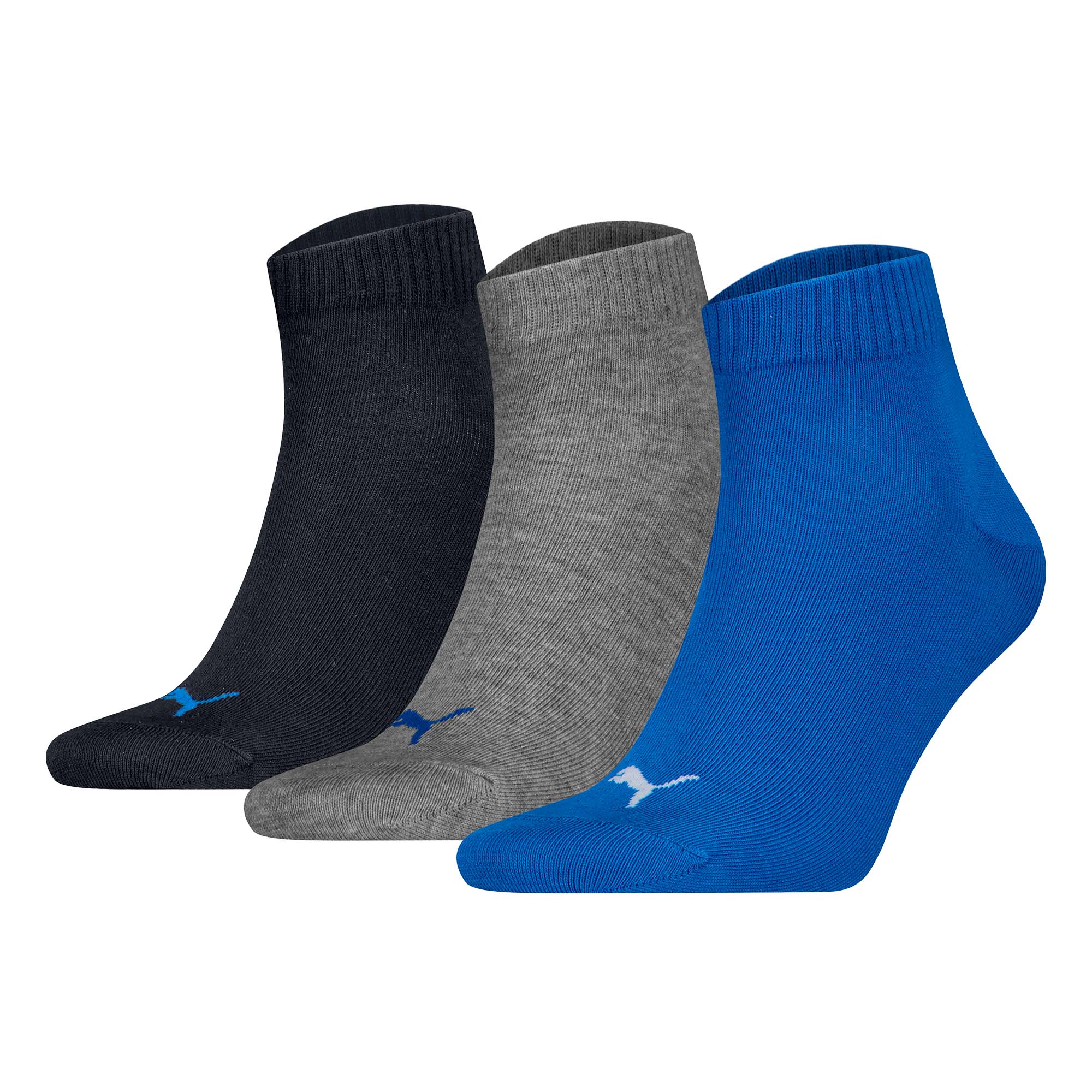 PUMA Unisex Quarter socks, 3-pack - Quarter Plain 3P, logo, solid colour